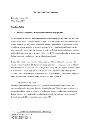 LLB246 Week 2 Tutorial - Workplace Law Tutorial – Week 2 - Concerned ...