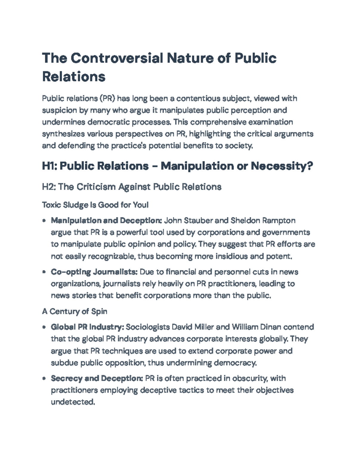 The Controversial Nature of PR: Examining Manipulation vs. Necessity ...