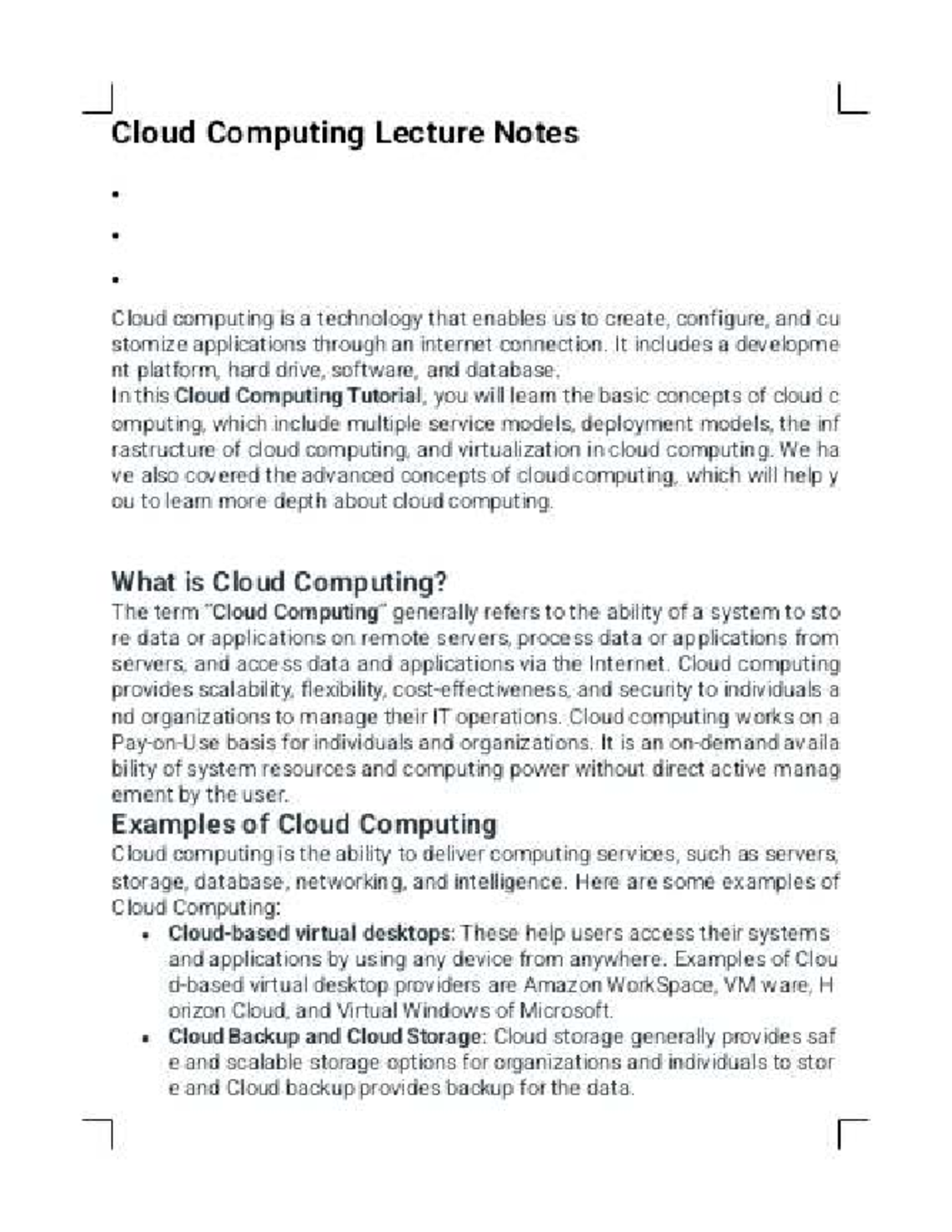 _L Cloud Computing Lecture Notes: Introduction to Cloud Computing - Studocu