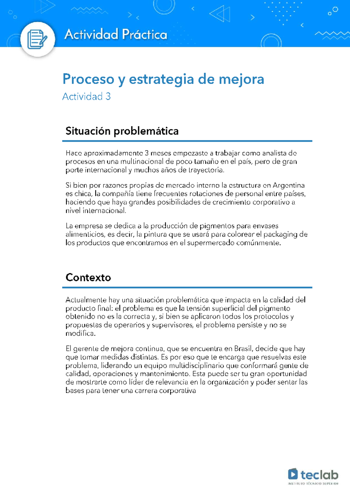 Actividad Práctica 3: Estrategias de Mejora en Procesos de Calidad ...