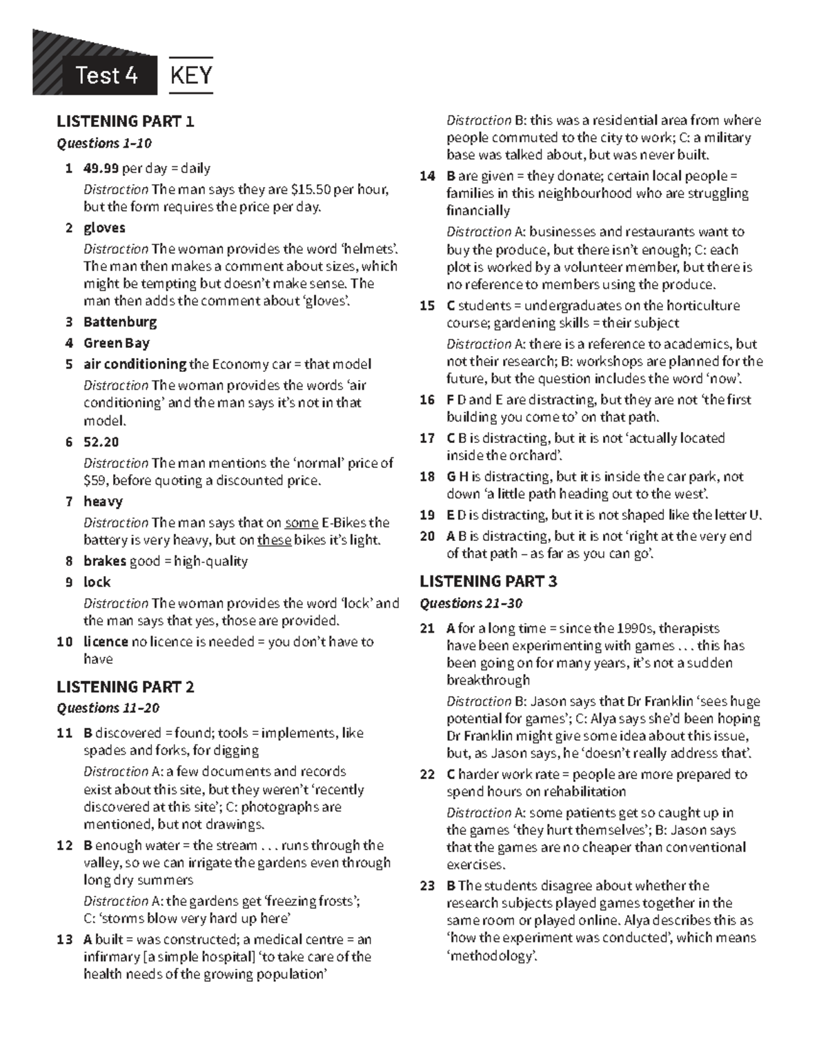 Listening Test 14 KEY: Part 1-3 Questions & Answers (Course Code) - Studocu