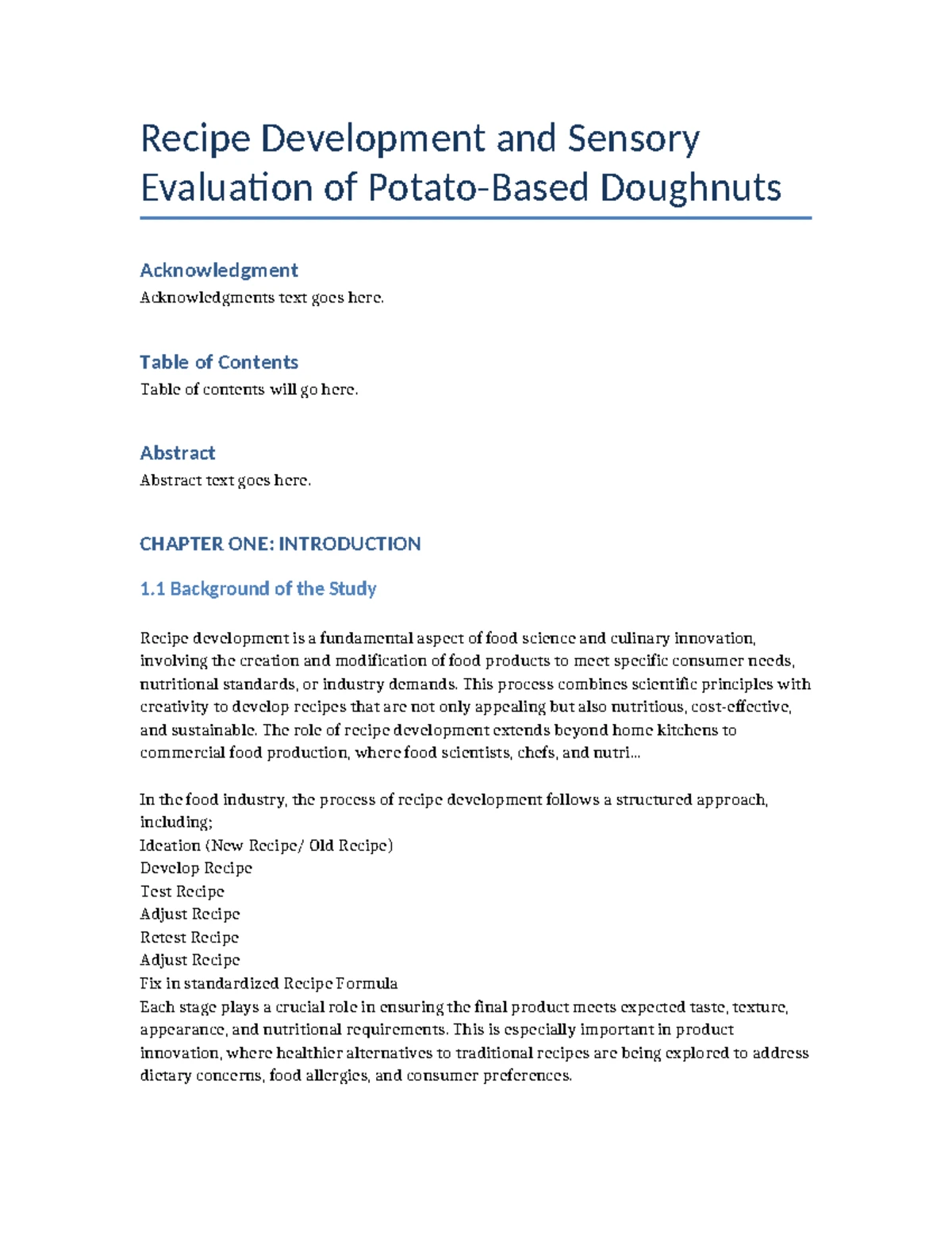 Potato-Based Doughnut Development: Sensory Evaluation and Findings ...