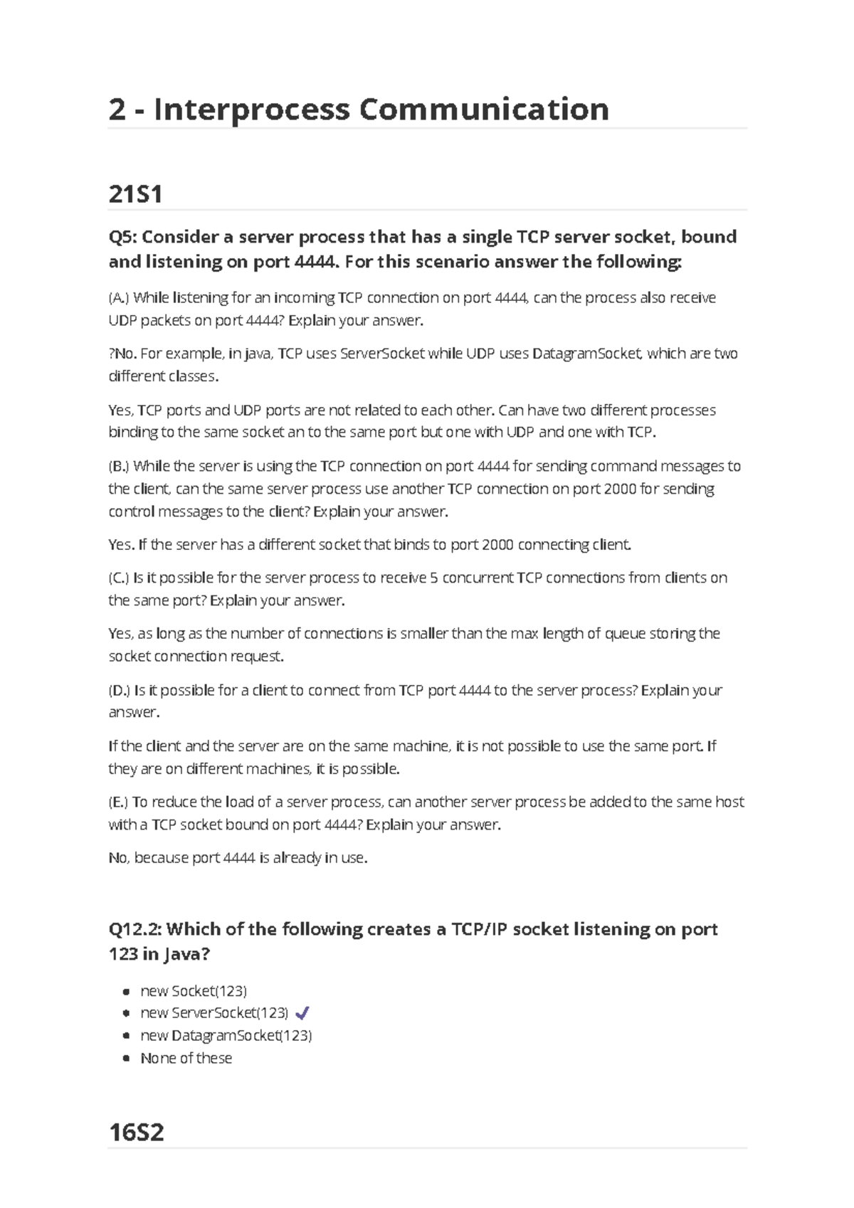 2-IPC: Interprocess Communication Concepts and TCP/UDP Analysis 21S1 ...