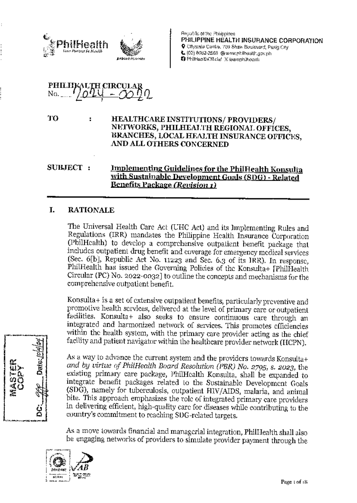 PhilHealth Circular No. 2024-0022: Implementing Guidelines for Konsulta ...