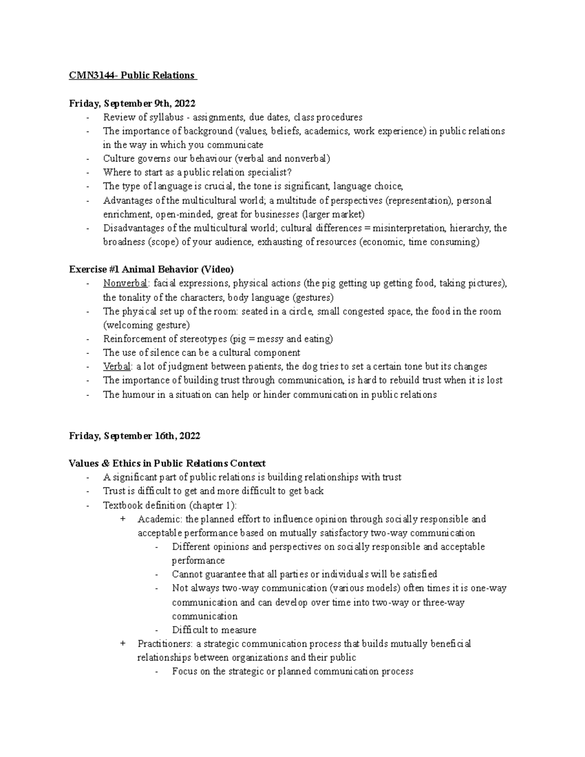 CMN3144 - Public Relations Lecture Notes: Key Concepts & Ethics - Studocu