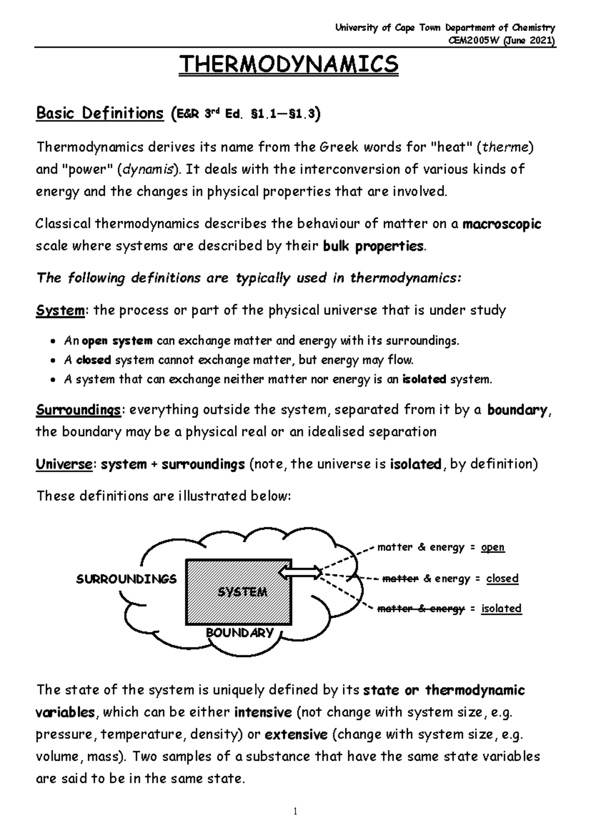 All notes of thermodynamics from lecturer - CEM2005W - Studocu