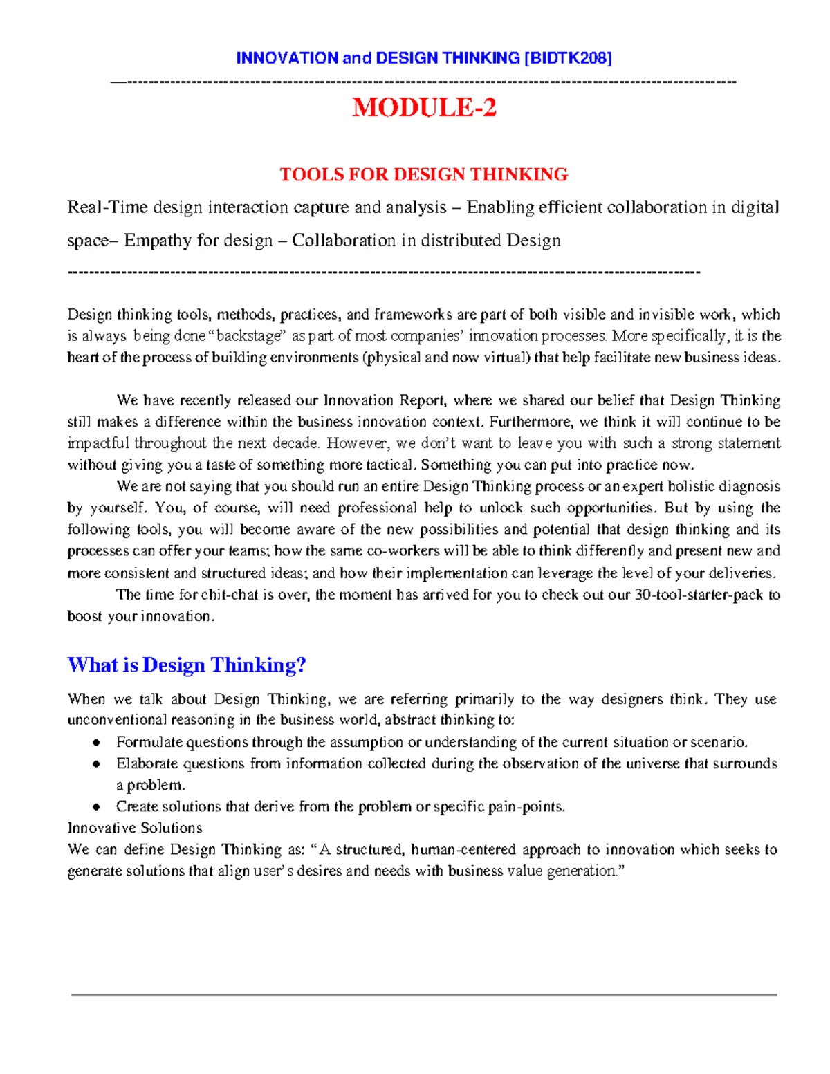 IDT Module 4 Final Exam Notes: Strategic Innovations & Design Thinking ...
