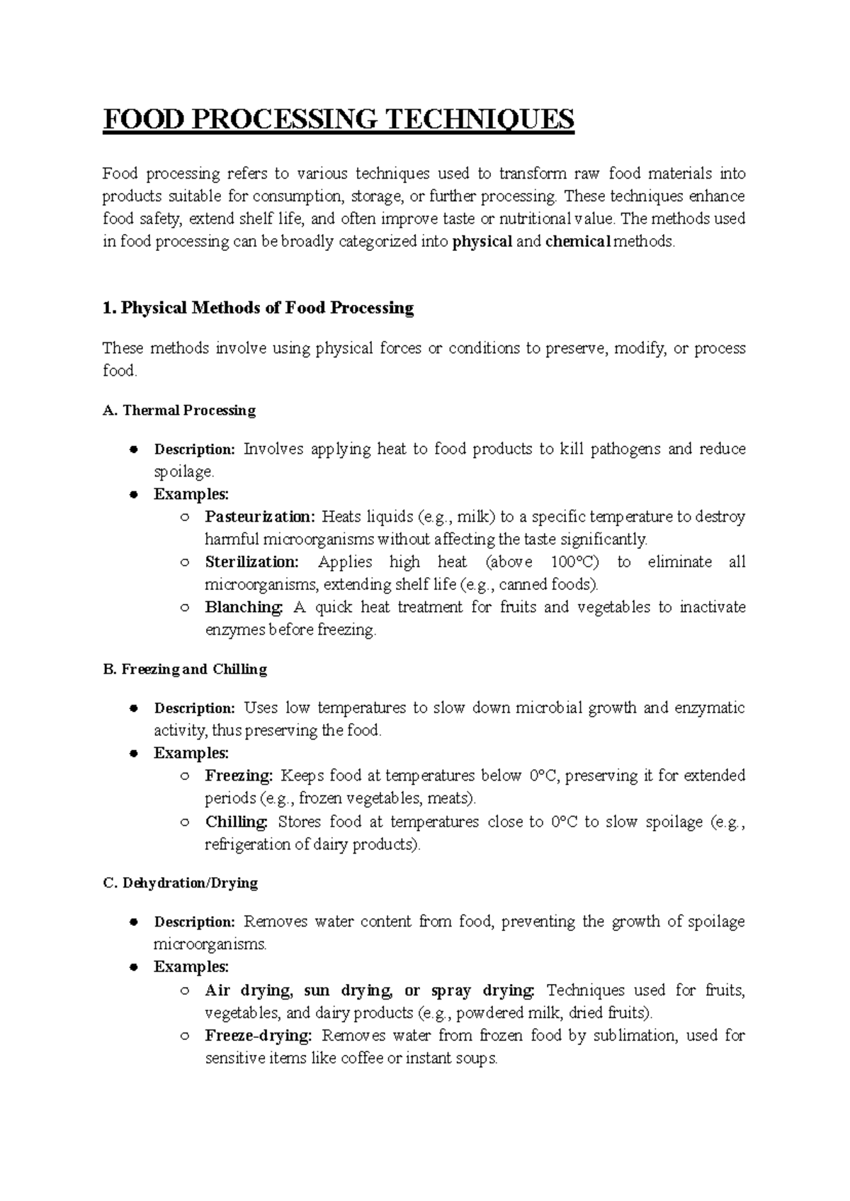 FOOD PROCESSING TECHNIQUES: UNIT 4 Notes and Course Scheme - Studocu