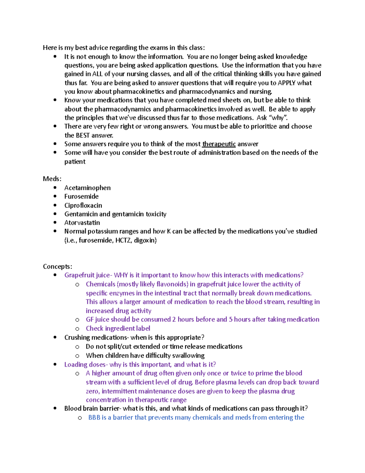 NUR 301 Final Exam 1 Study Guide: Key Pharmacology Concepts - Studocu