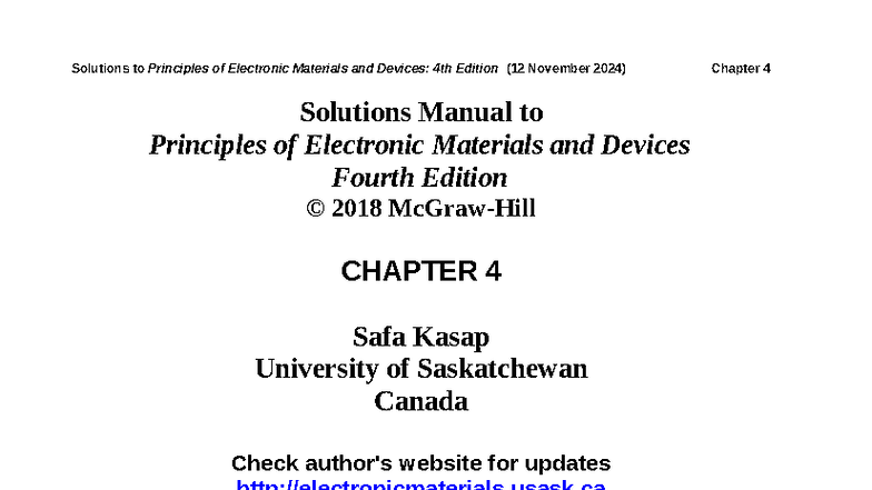 Principles of Electronic Materials and Devices (12 Nov 2024) Chapter 4 ...