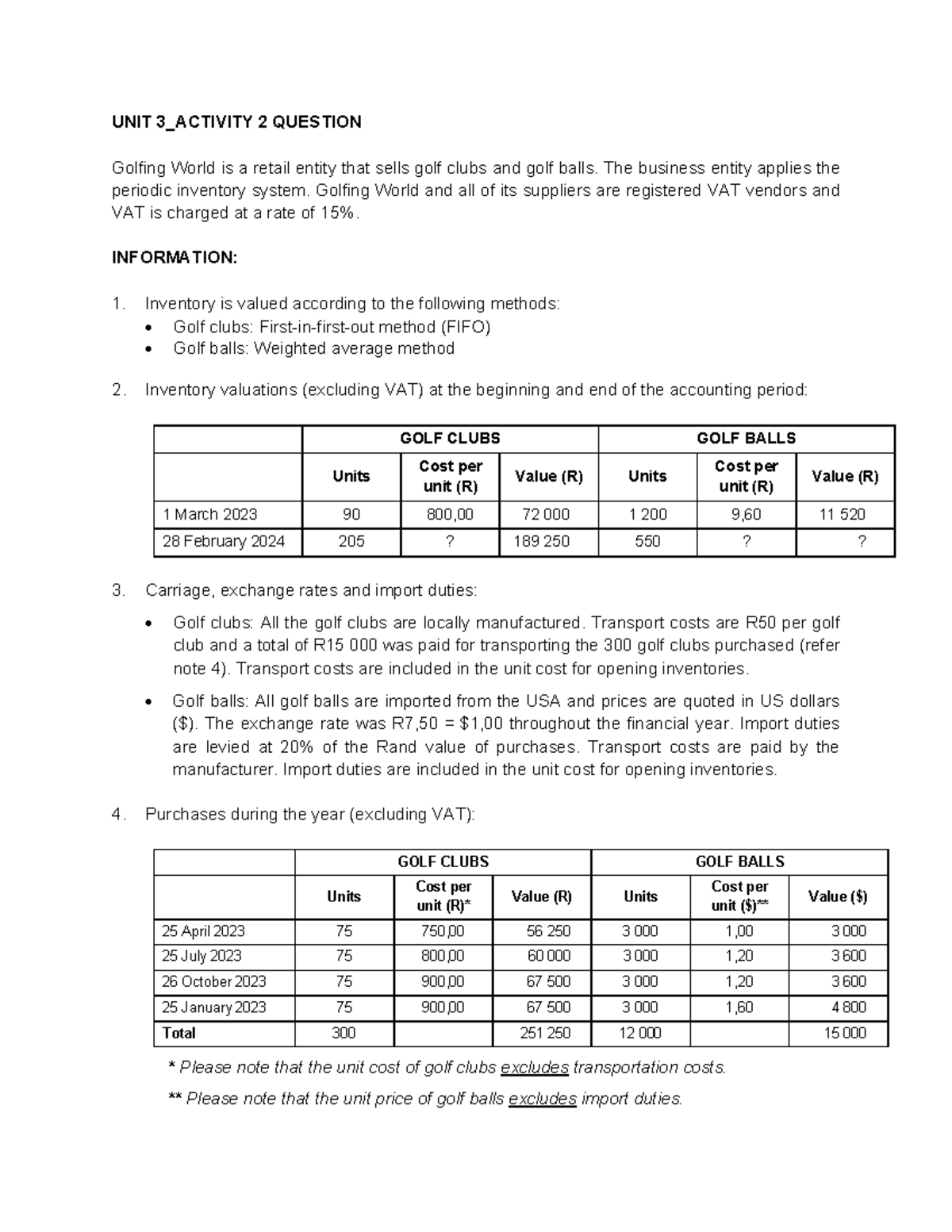 Unit 3 Activity 2 question 2024 - UNIT 3_ACTIVITY 2 QUESTION Golfing ...