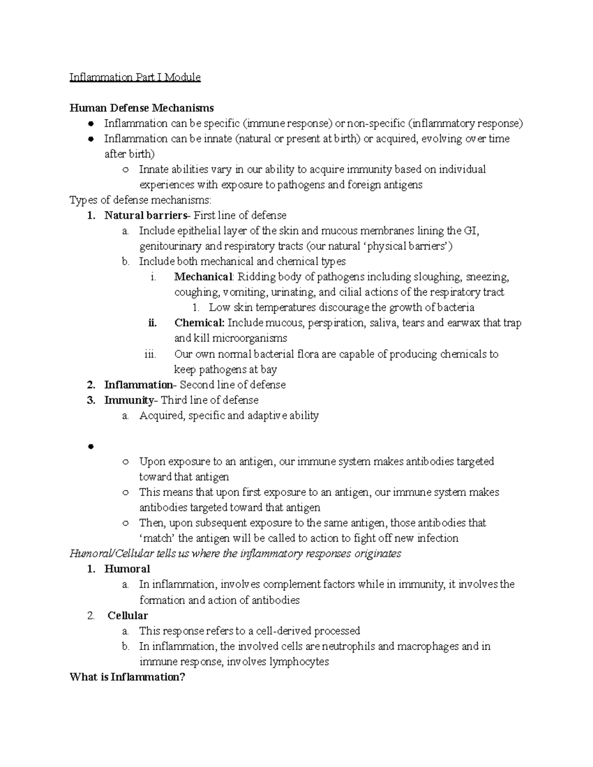 Inflammation Part I: Understanding Human Defense Mechanisms and ...