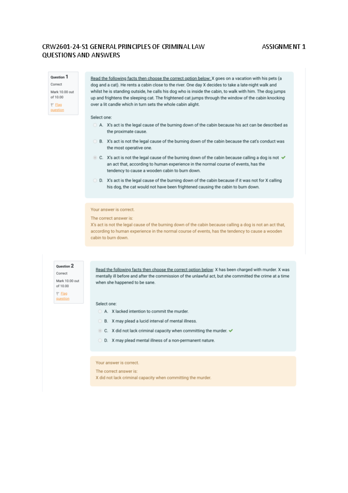 CRW2601-ASS 1- Questions AND Answers - crw2601 - CRW2601- 24 - S1 ...