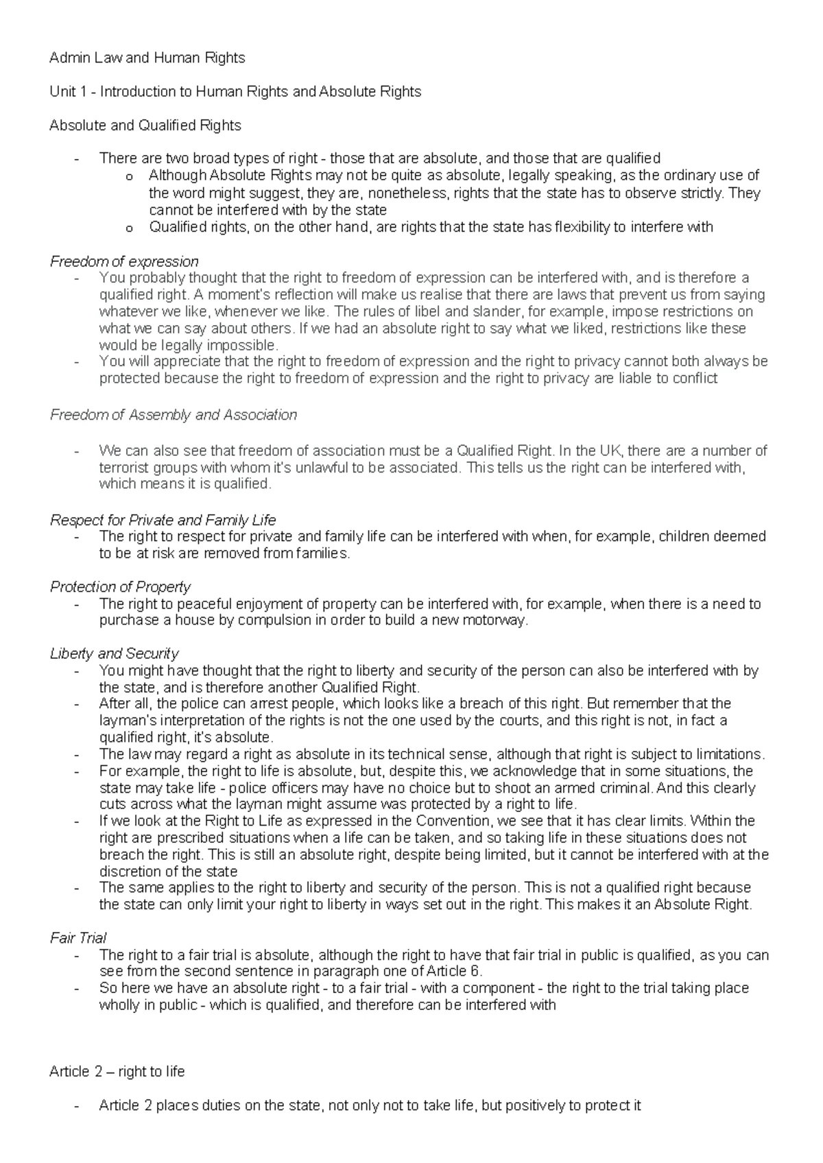 Human Rights Act 1998: Chapter 42 Overview and Key Provisions - Studocu