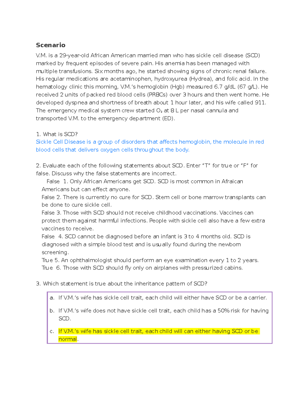 Sickle Cell Disease Case Study - Patient V.M.'s Management Insights ...