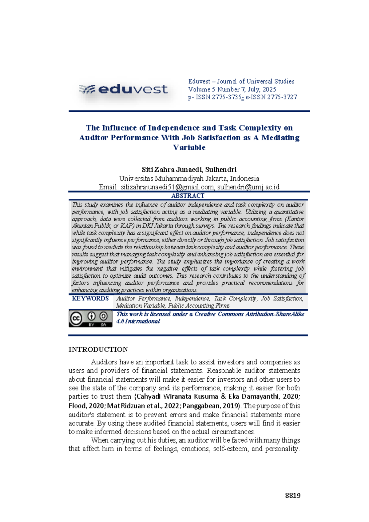 The Influence of Independence and Task Complexity on Auditor ...