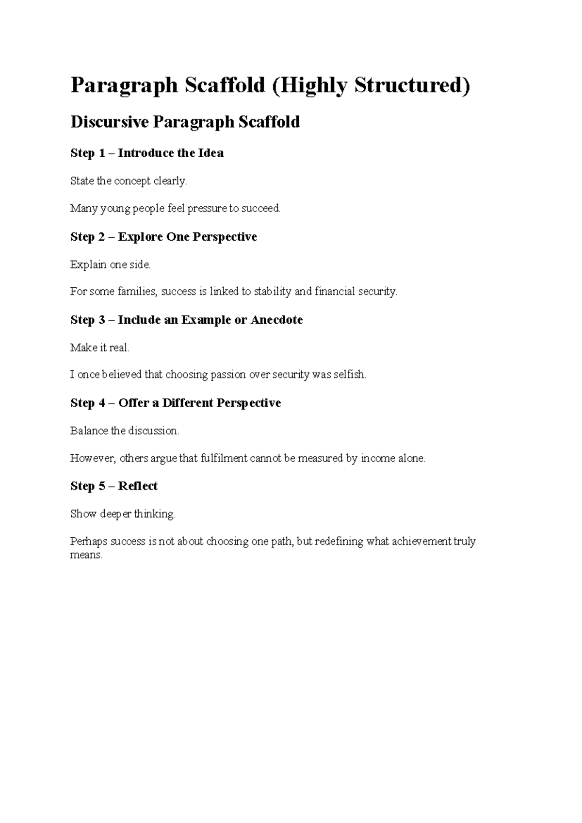 Discursive Writing Breakdown: Understanding the Scaffold Process - Studocu