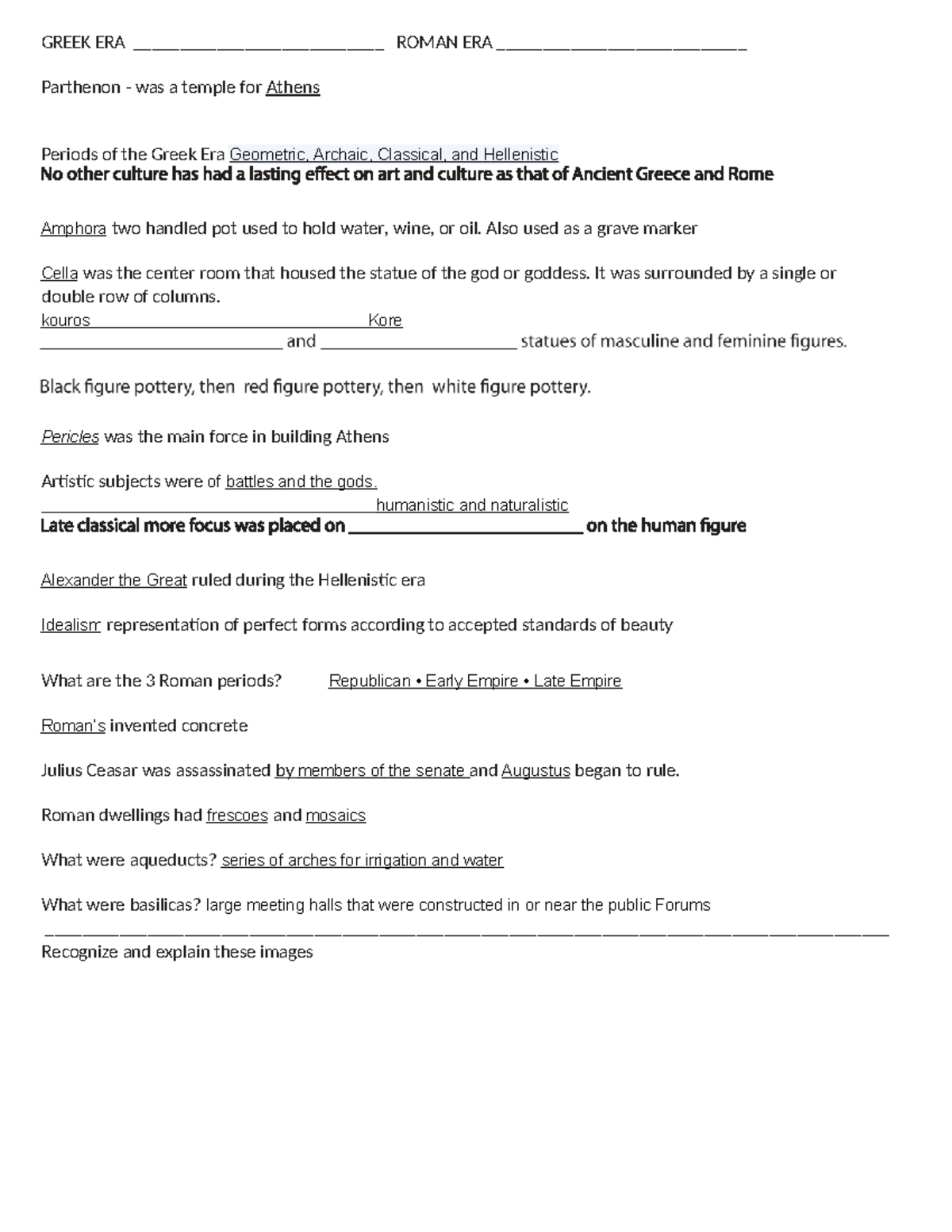 Greek Study Guide - Notes on Greek & Roman Eras - Studocu