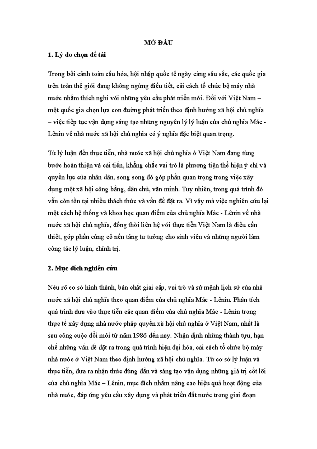 Cnxhkh - Quan Điểm Mác - Lênin Về Nhà Nước Xã Hội Chủ Nghĩa Tại VN - Document Preview