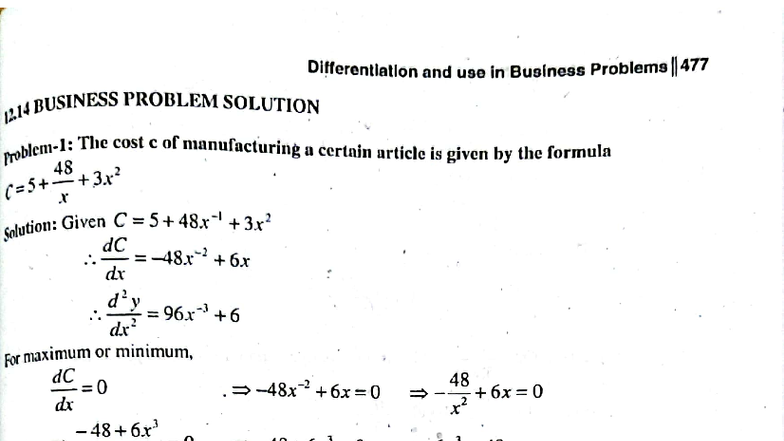 B.Math Application Exercise: Differentiation in Business Problems - Studocu