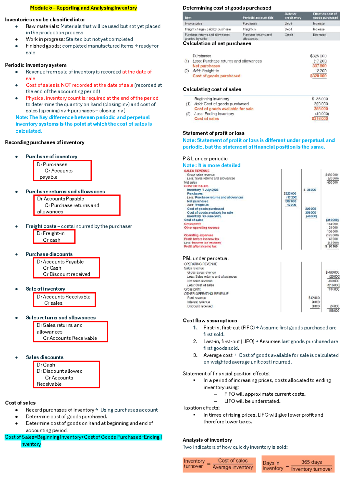 Module 5: Reporting & Analyzing Inventory in Accounting - Studocu