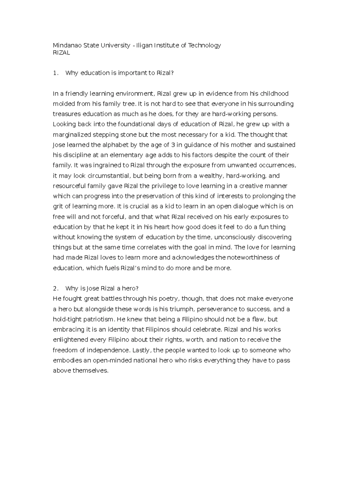 Chapter 8 Relevance and Validity of Rizal's Concepts - The previous ...