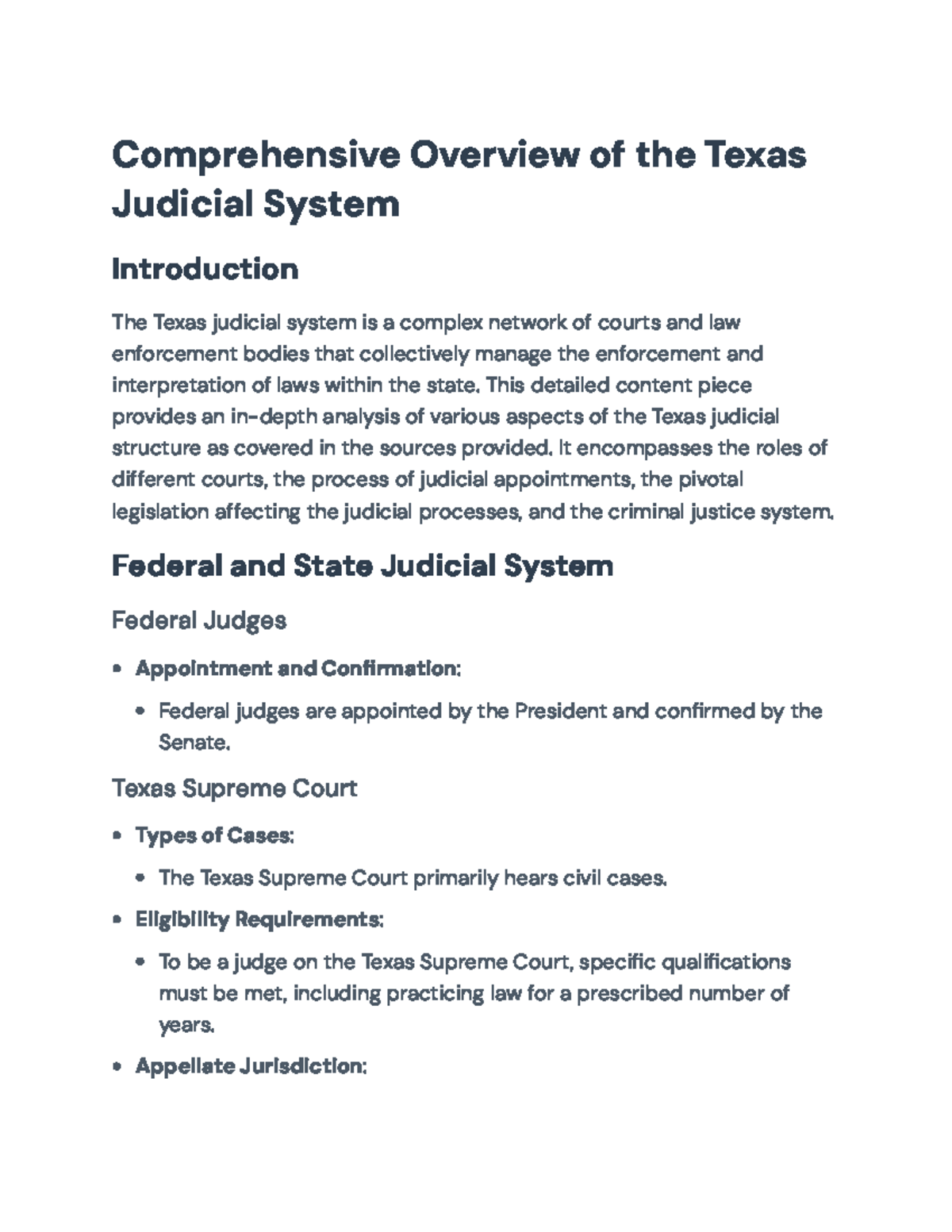 Comprehensive Overview of the Texas Judicial System: Structure ...
