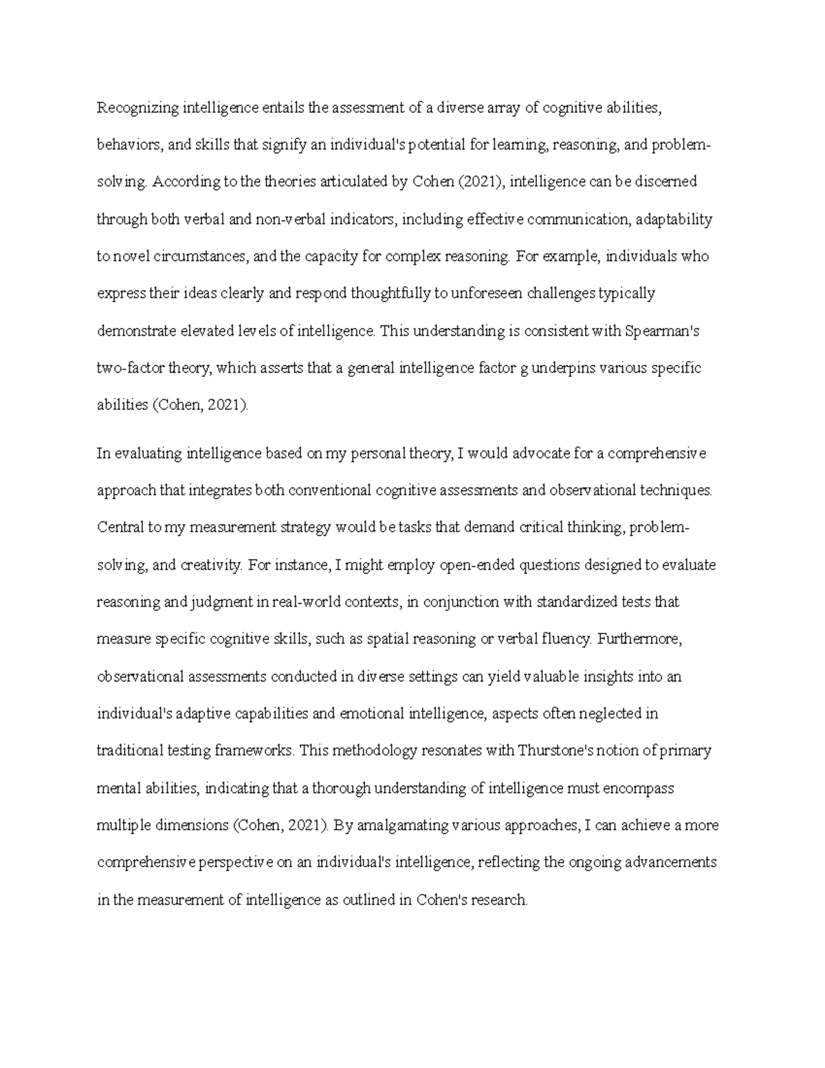 Module 5 - Theory of Intelligence Journal - Recognizing intelligence ...