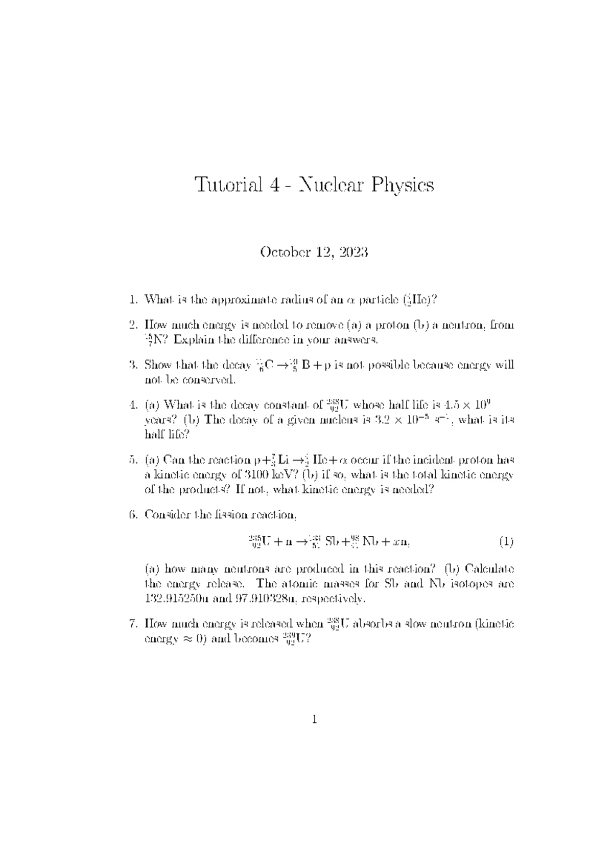 CHEM120 - Tutorial 12 Solutions and Answers - Studocu