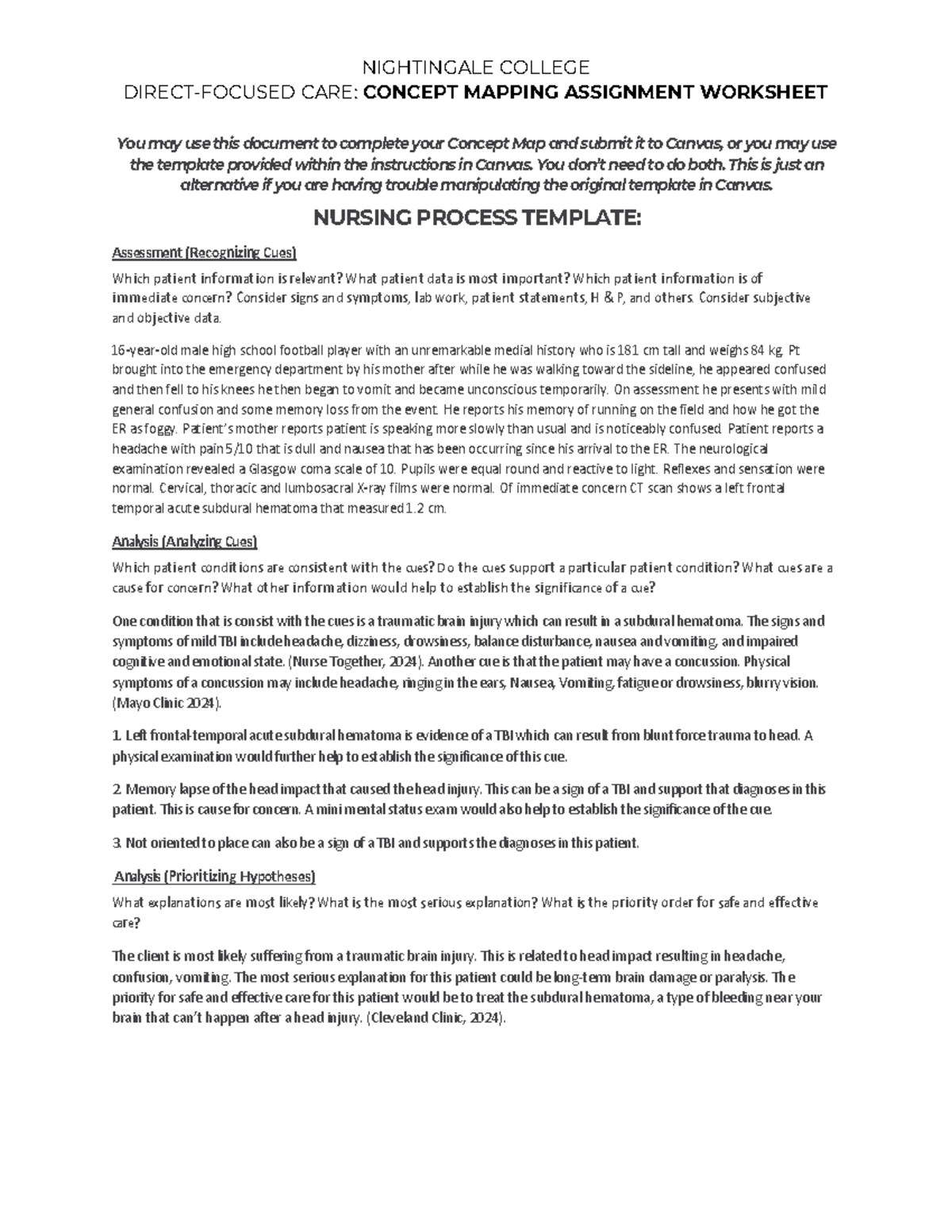 NURSING 346: CONCEPT MAPPING ASSIGNMENT WORKSHEET - Studocu