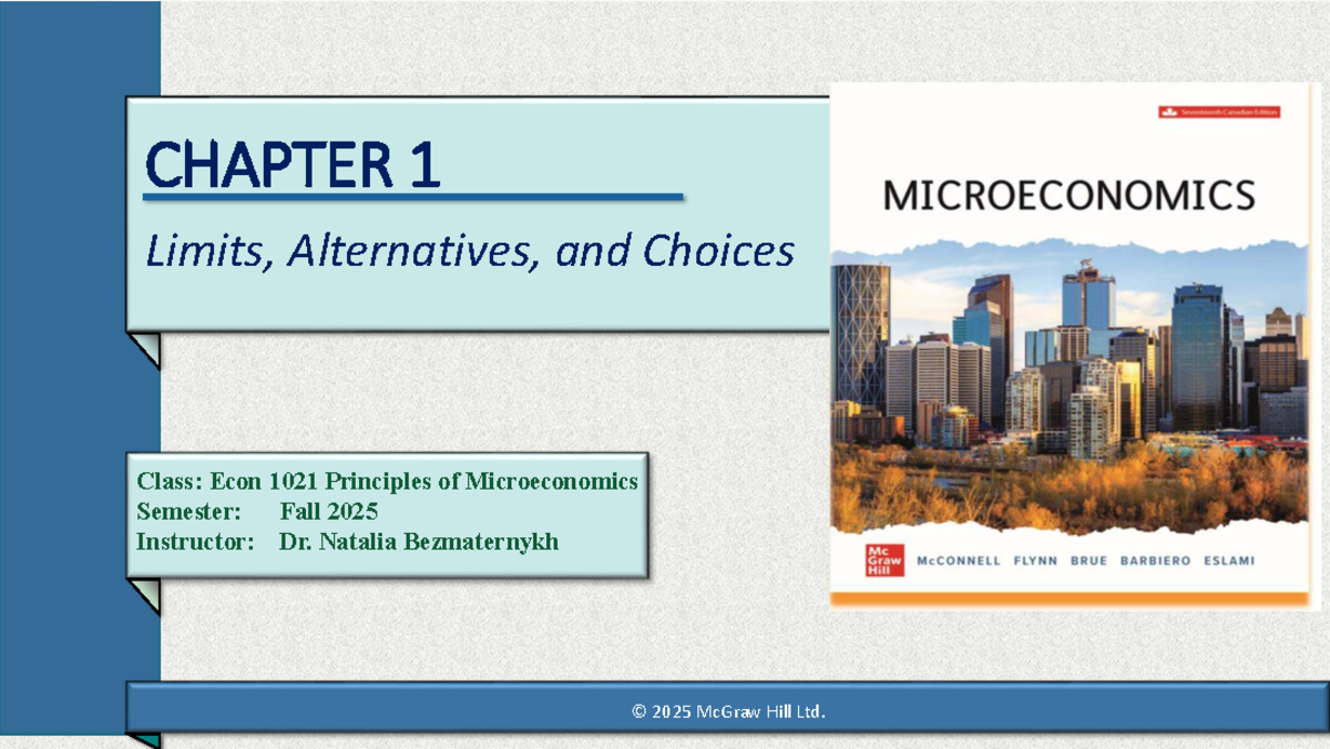 Econ 1021 F25: Chapter 1 - Limits, Alternatives, and Choices Notes ...