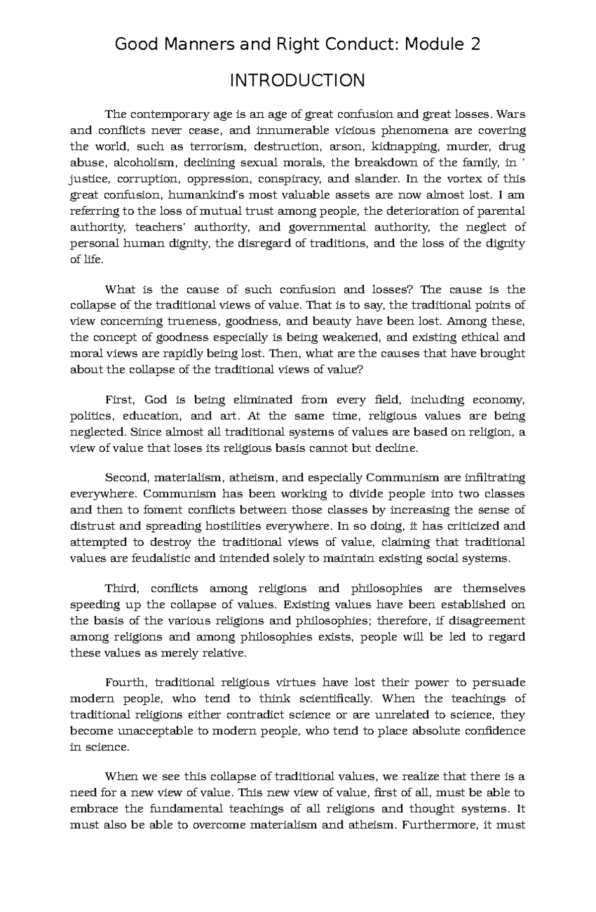 GMRC Introduction: Exploring Good Manners and Right Conduct - Studocu