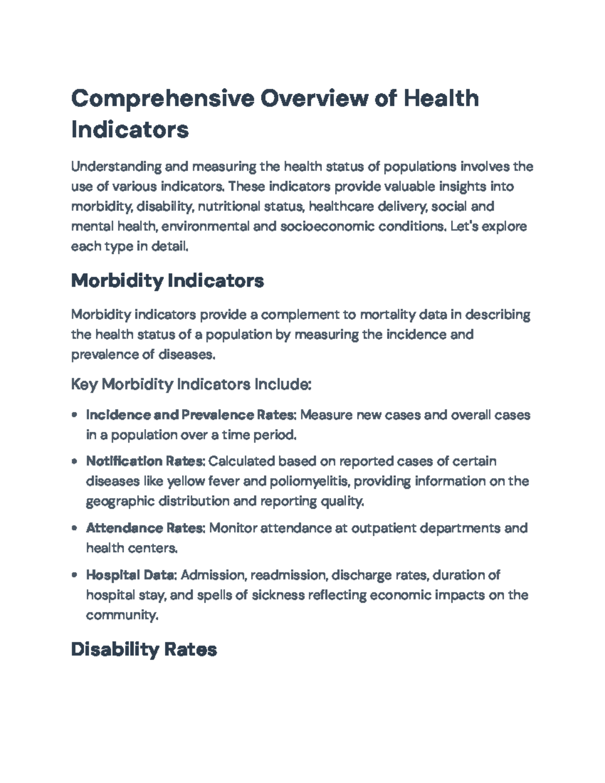 Comprehensive Overview of Health Indicators and Metrics - Comprehensive ...