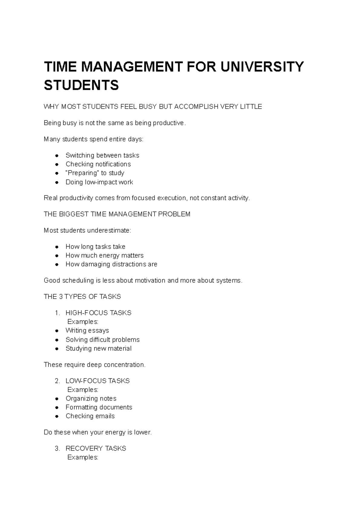 TIME MANAGEMENT STRATEGIES FOR UNIVERSITY STUDENTS: A GUIDE - Studocu