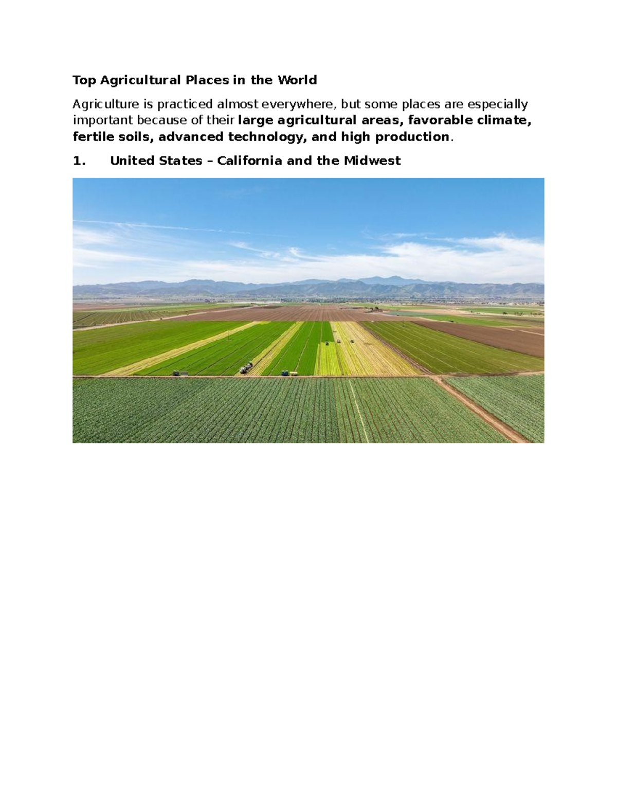 Global Agricultural Powerhouses: Key Regions & Products - Studocu