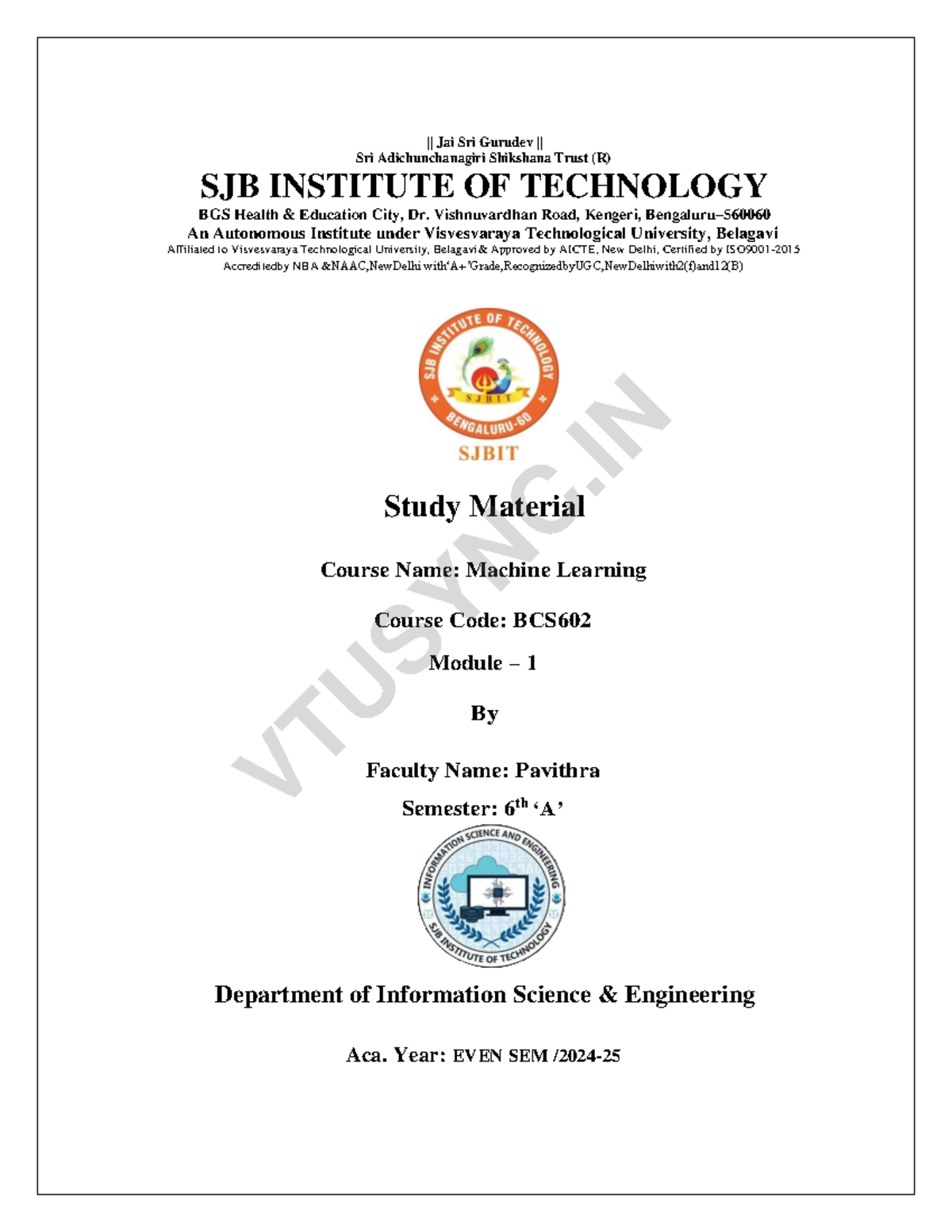 BCS602 - Module 1 - Machine Learning Study Notes - Studocu
