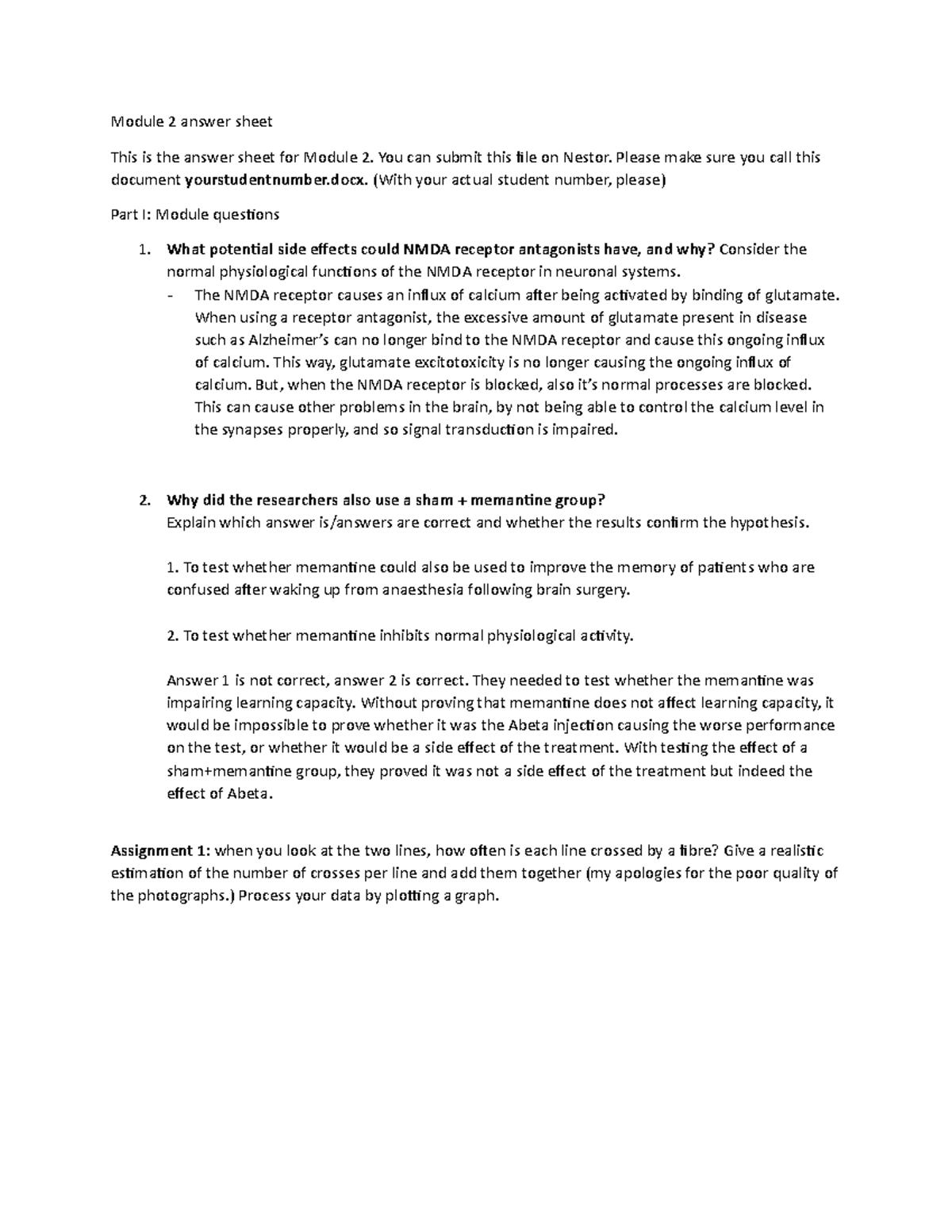 Module 2 Answer Sheet: Neurobiology of Ageing Insights and Findings ...