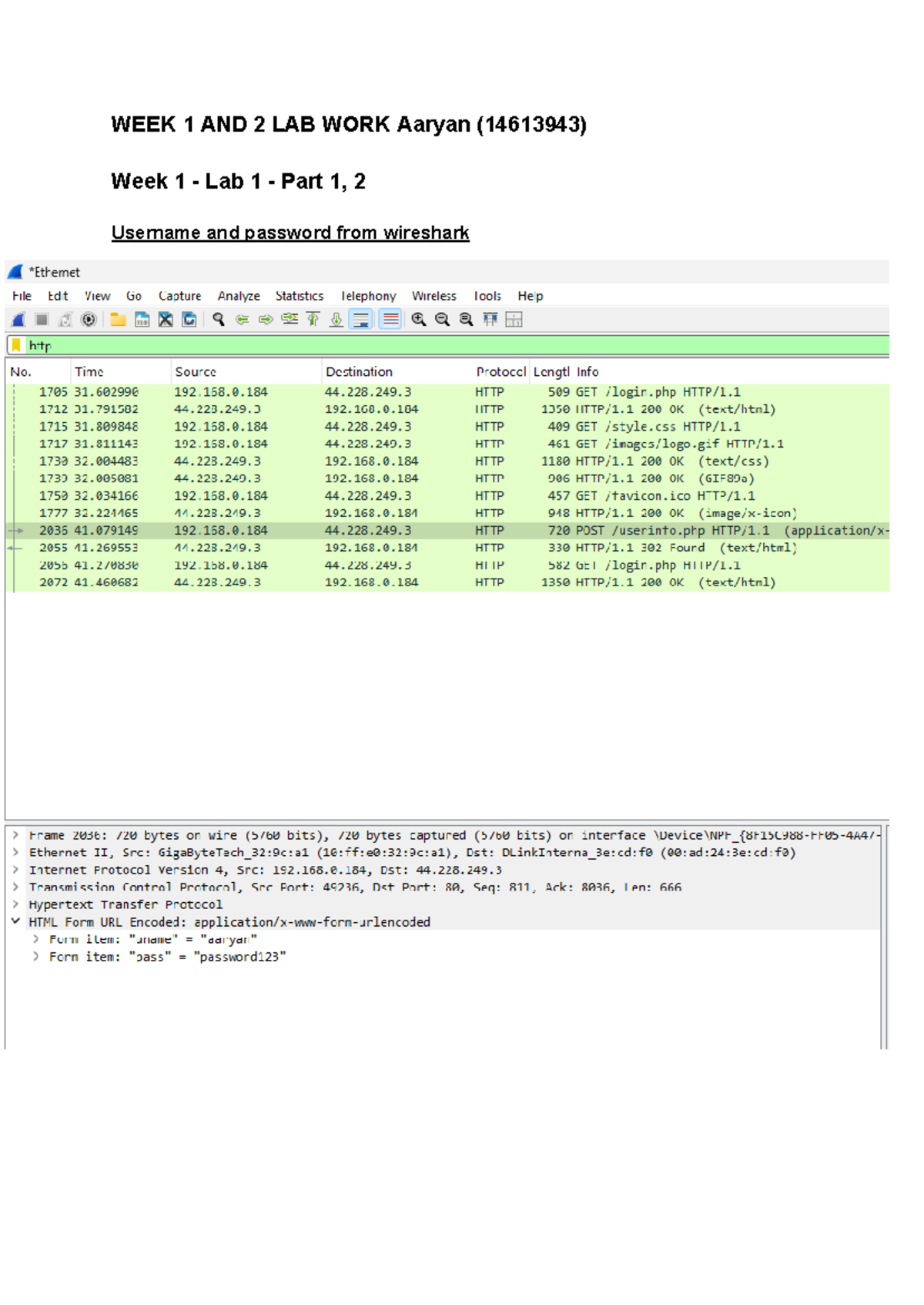CMP01 Week 1 & 2 Lab Work: Wireshark & SQL Injection Defense - Studocu