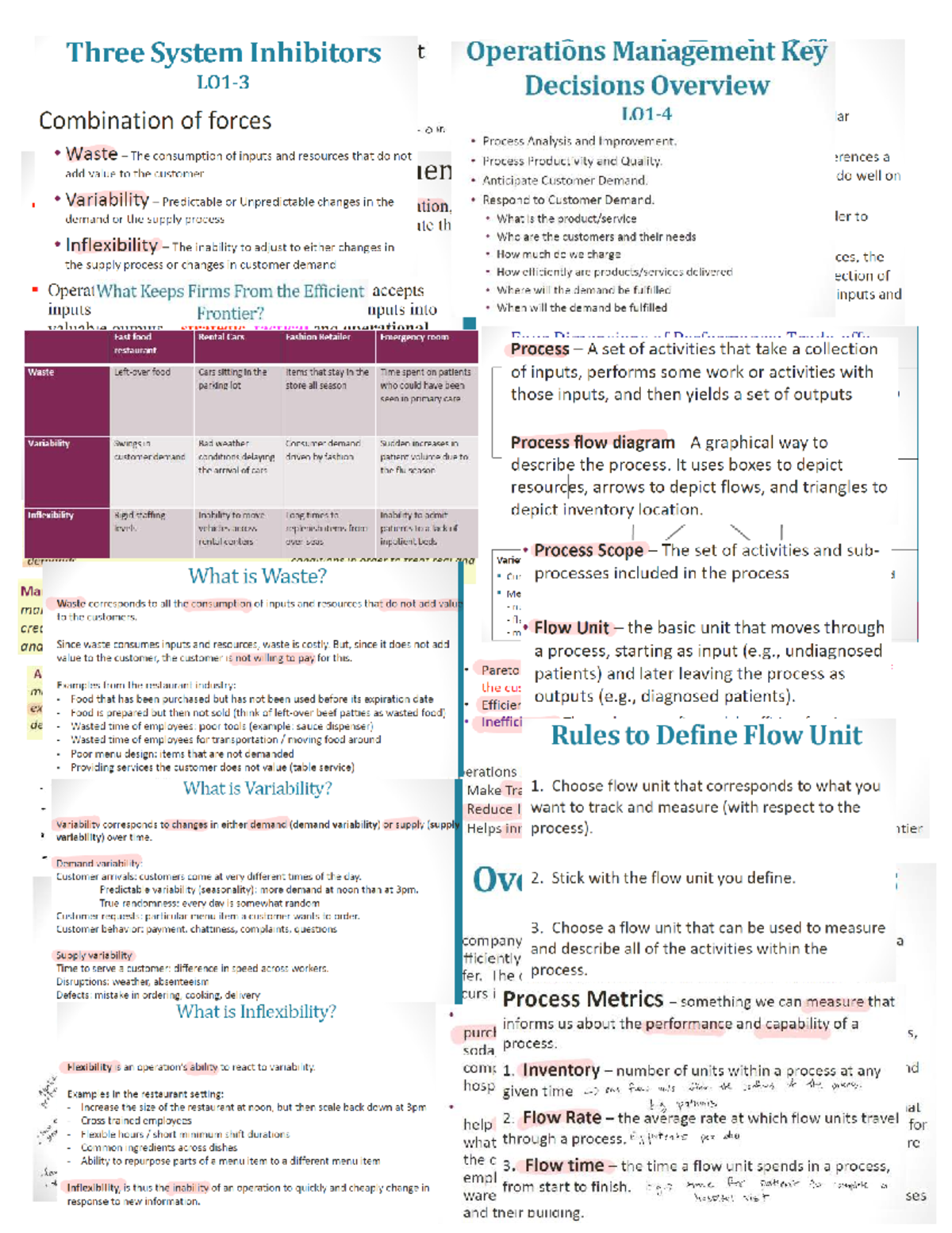 Quiz 1 Notes: Key Concepts in Operations Management and Process ...