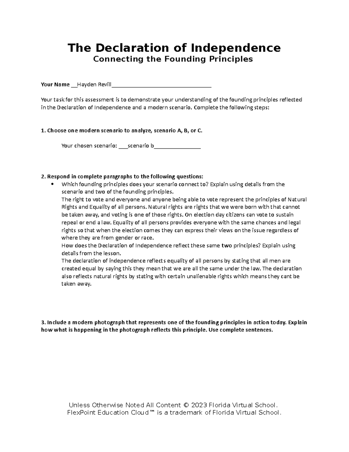 Analyzing Modern Scenarios in the Declaration of Independence Template ...