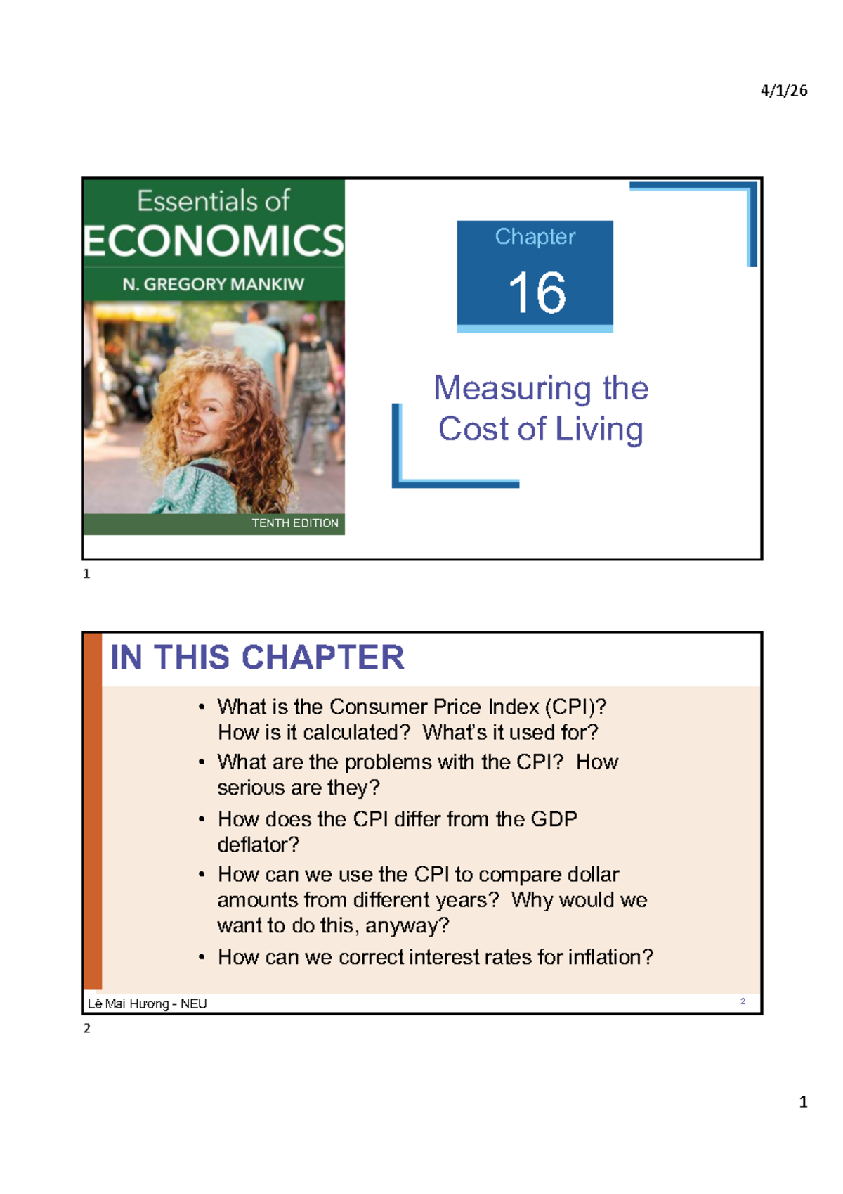 Chapter 16: Measuring the Cost of Living - Key Concepts and CPI ...