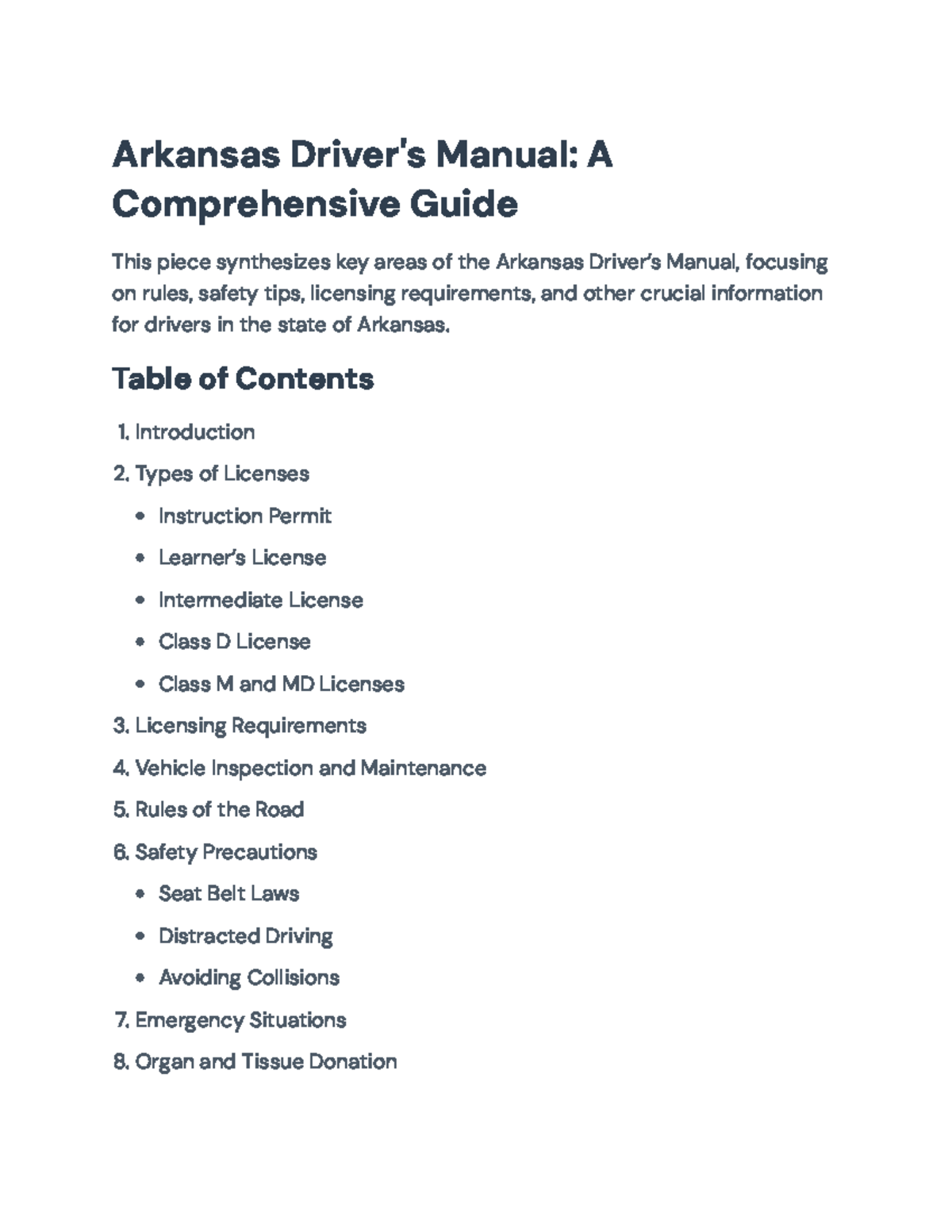 Arkansas Driver's Manual: Key Regulations and Safety Tips for Drivers - Arkansas Driver's Manual ...