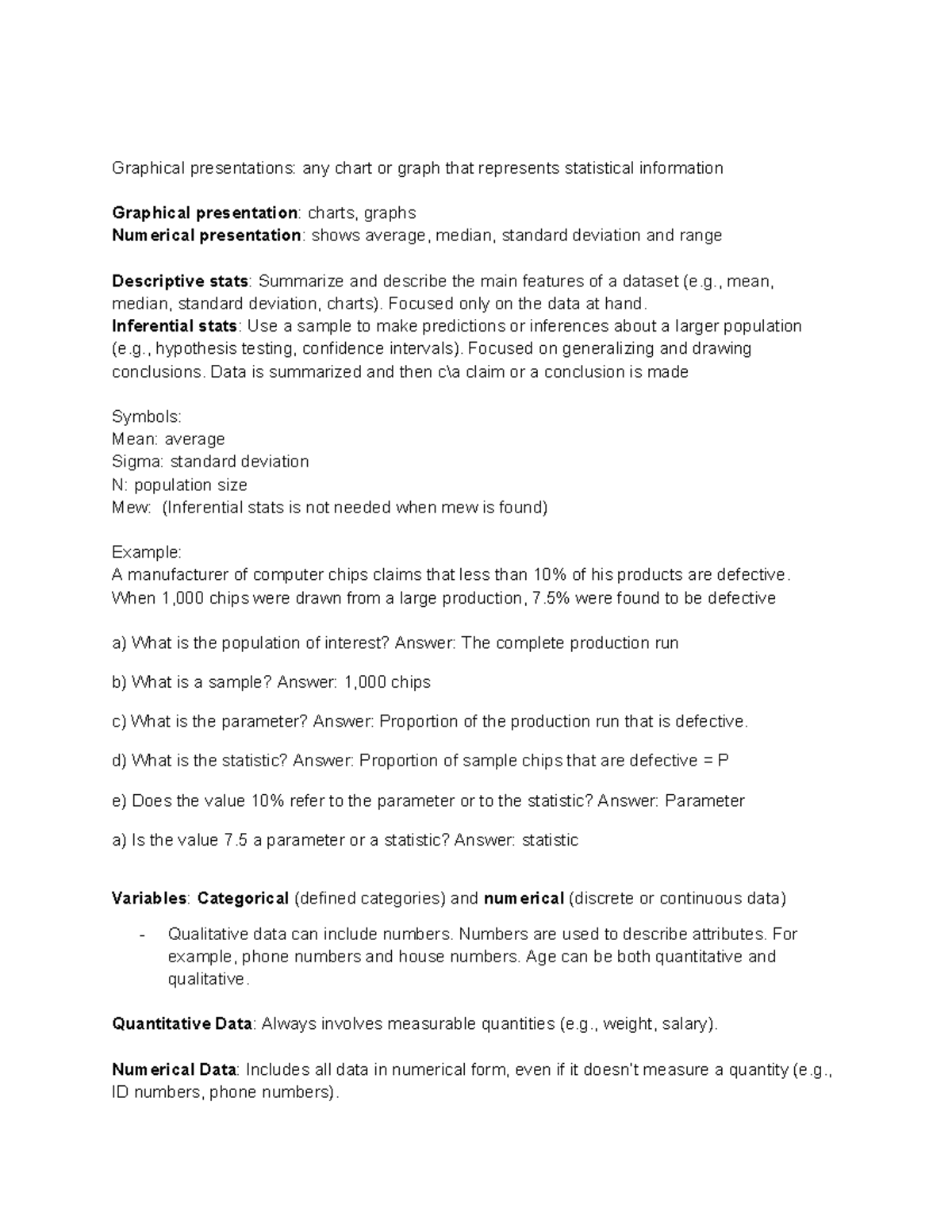 Statistical Analysis Notes: Descriptive & Inferential Stats Overview ...