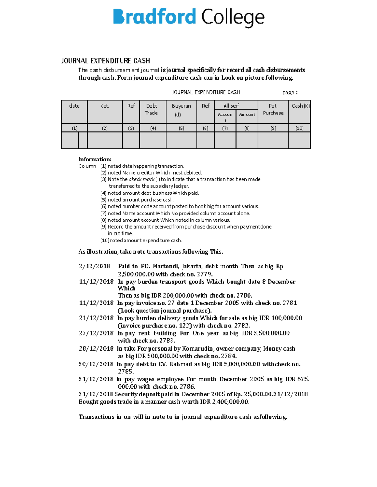 Accounting Notes and Journal Expenditures Overview - A66 - Studocu