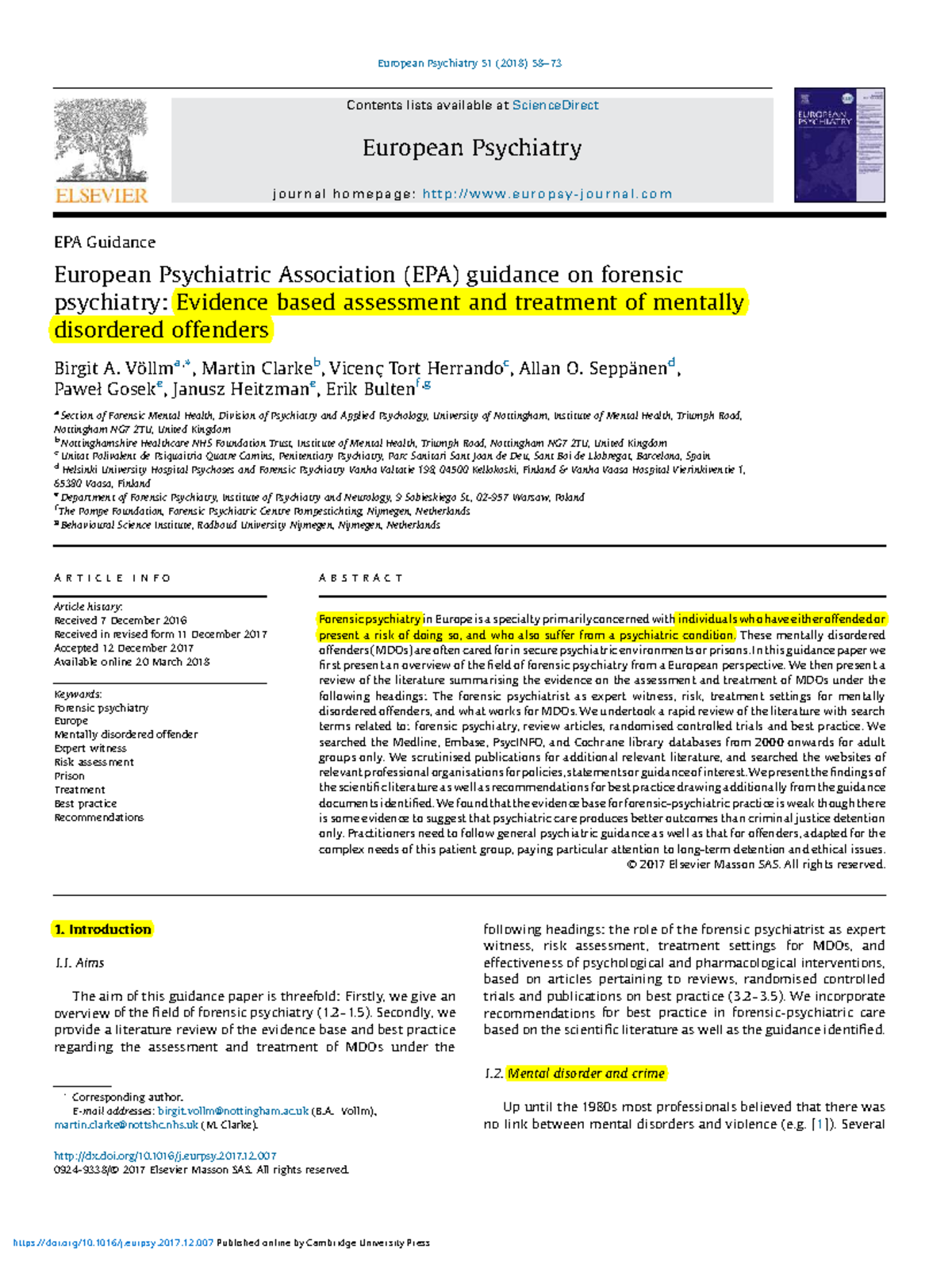 EPA Guidance on Forensic Psychiatry: Evidence-Based Assessment ...