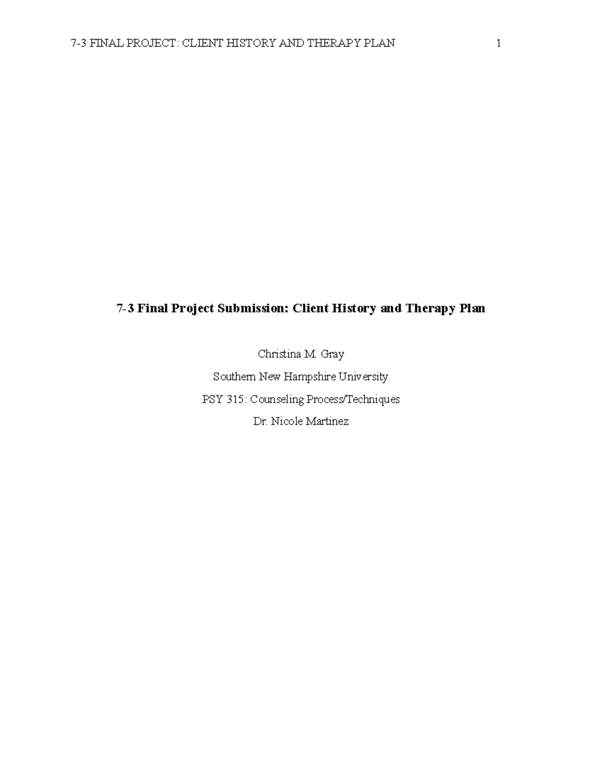 7-3 Final Submission Client History and Therapy Plan - 7-3 Final ...