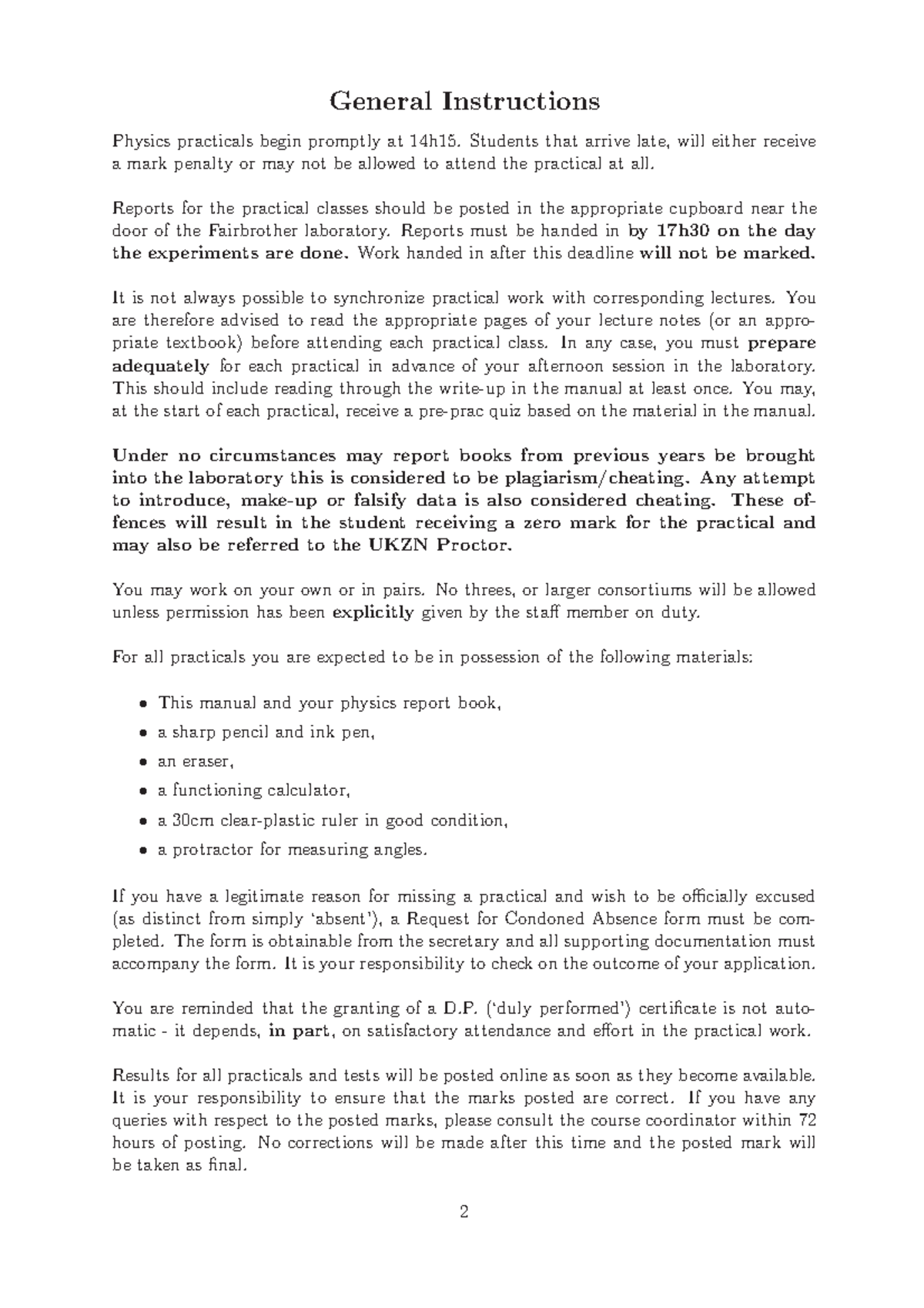 Physics Practical Guidelines: General Instructions & Lab Safety - Studocu