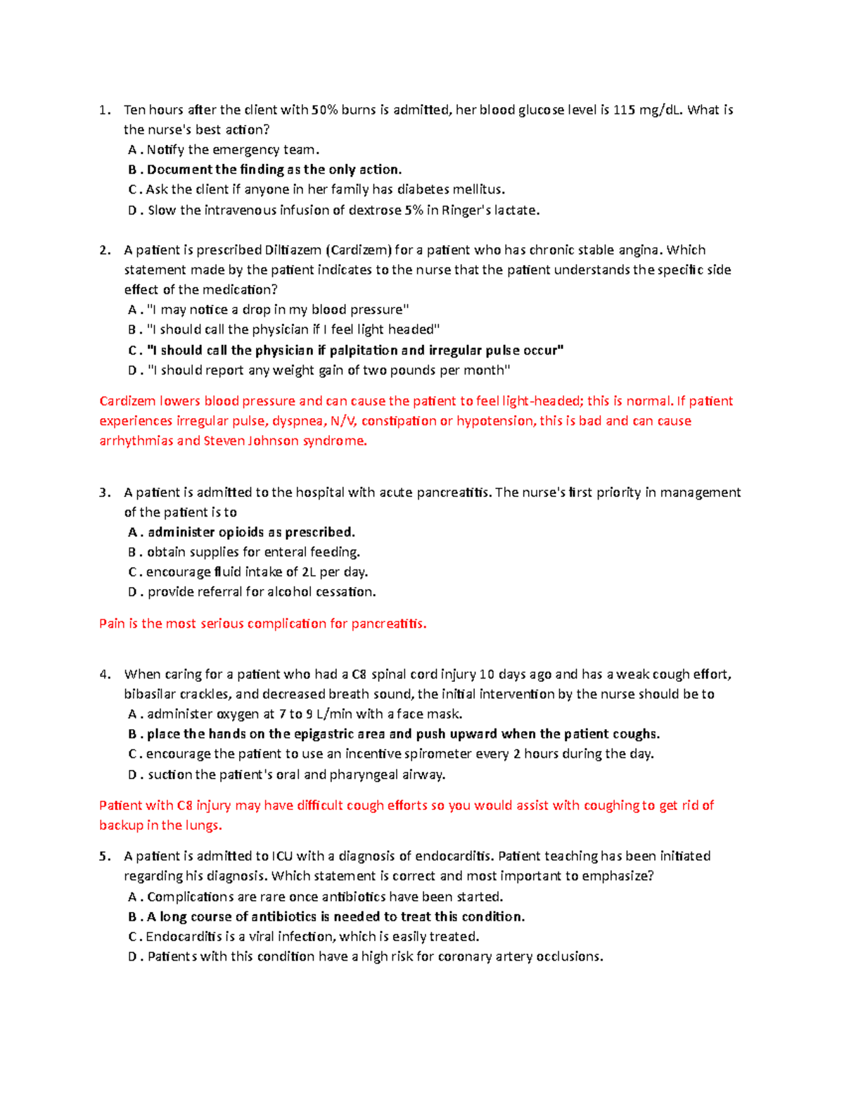 Medical Surgical Nursing Final Exam Review Guide - Studocu