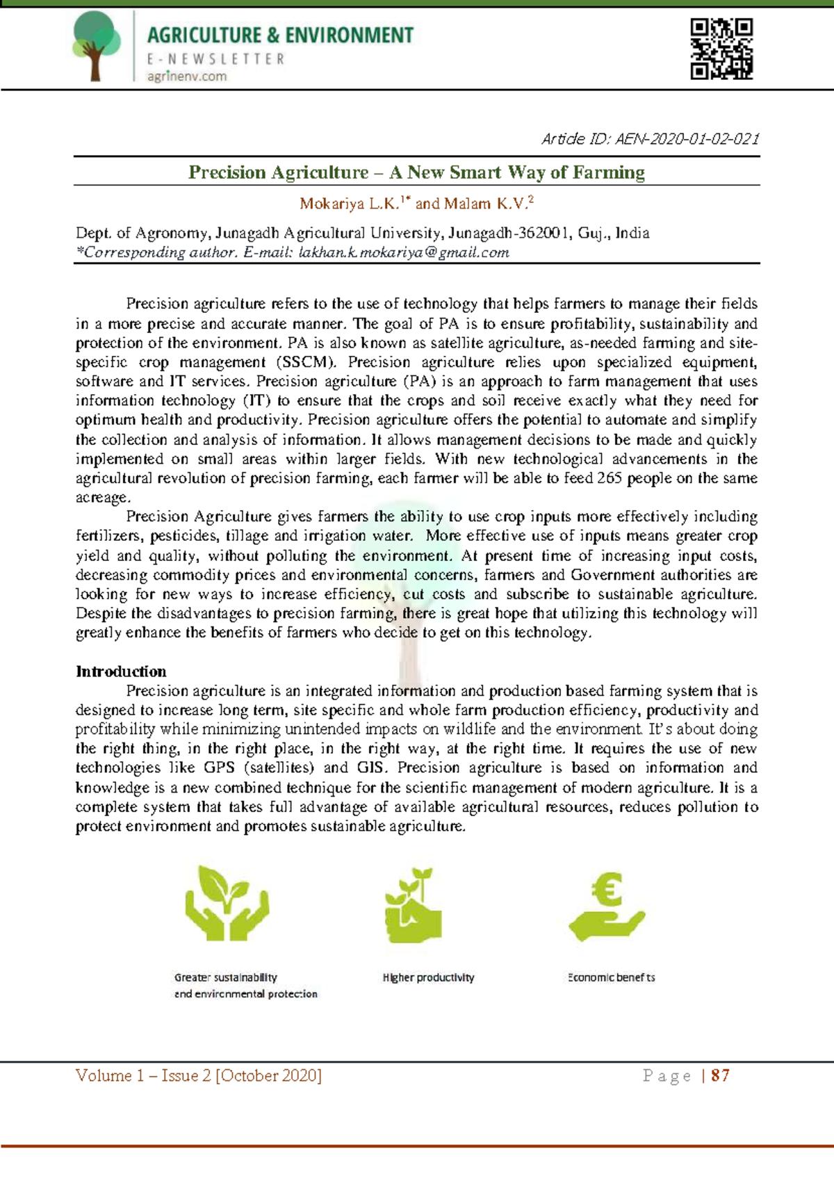 Precision Agriculture: A Smart Farming Approach (K.V.2) - Studocu