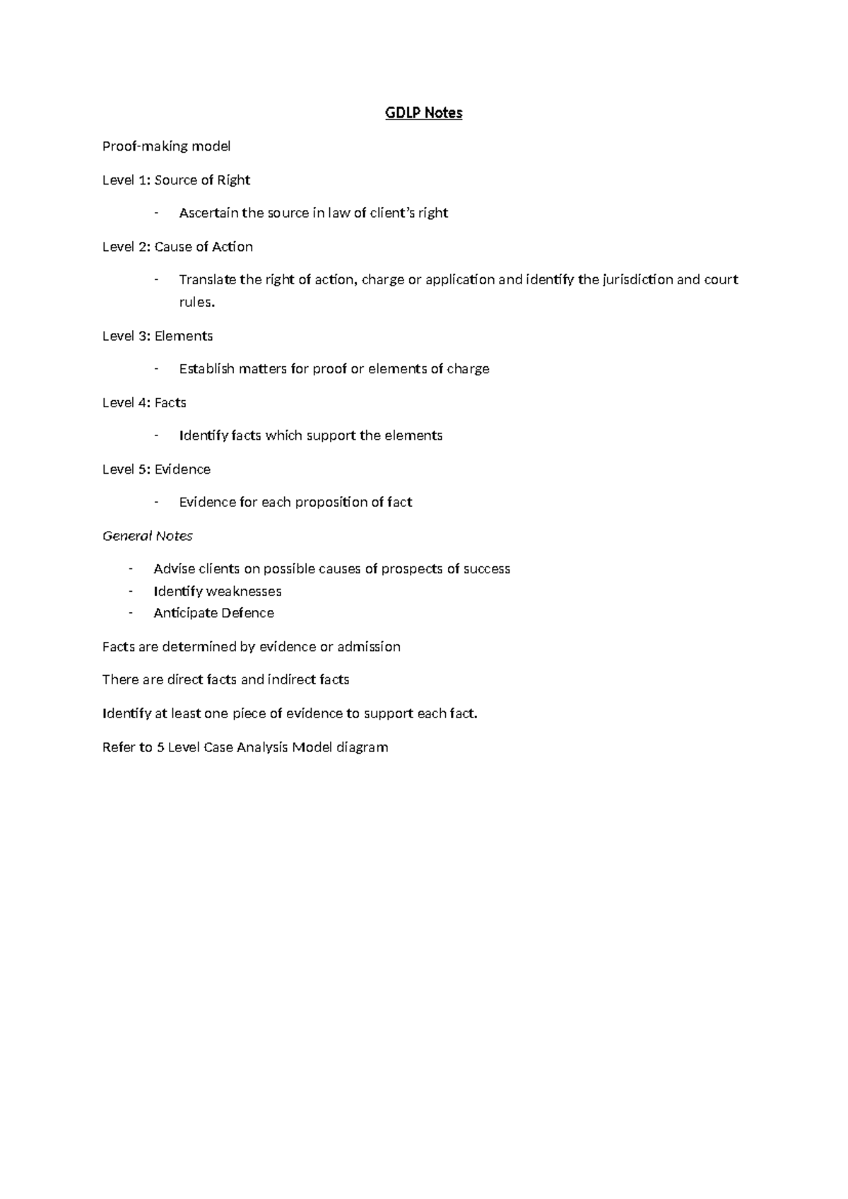 GDLP Lecture Notes: Proof-Making & Case Analysis Model - Studocu